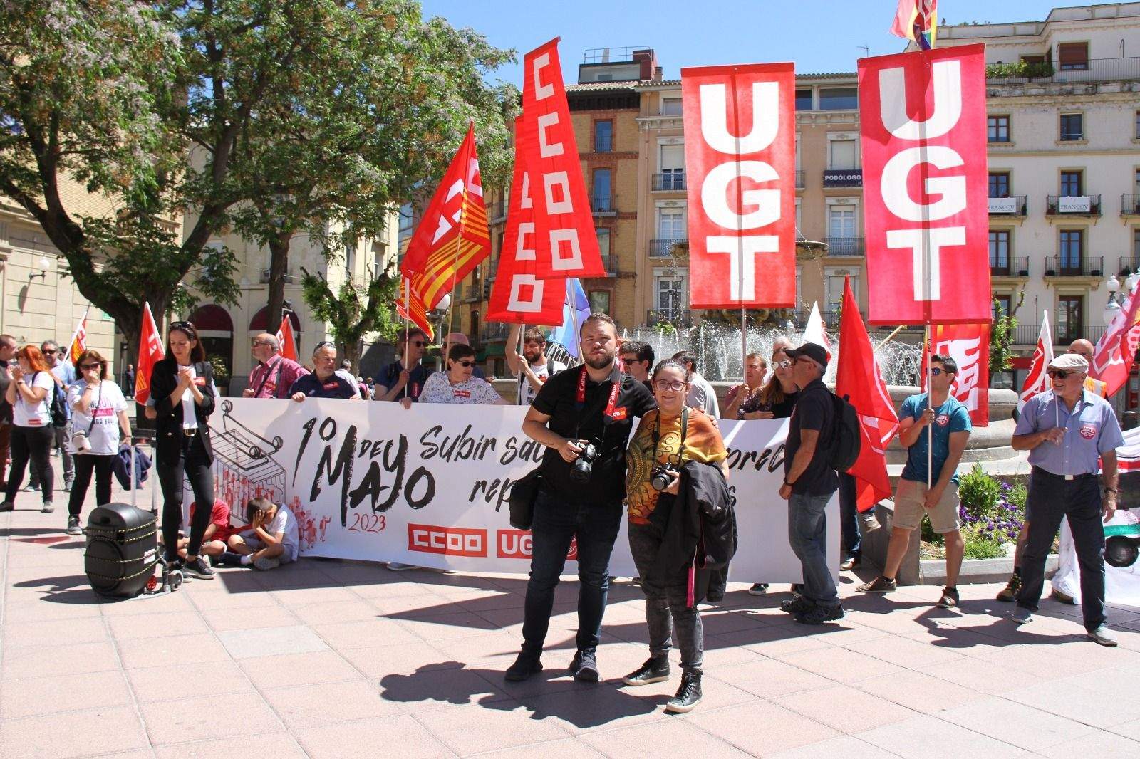 Manifestación del Primero de Mayo de UGT y CCOO en Huesca. Foto Carlos Neofato