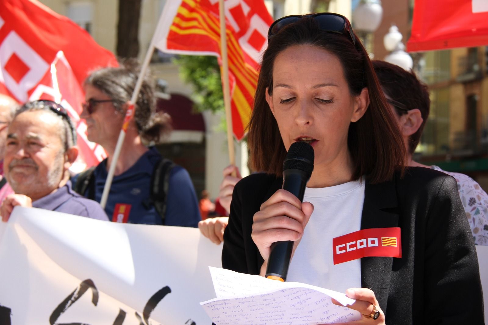 Manifestación del Primero de Mayo de UGT y CCOO en Huesca. Foto Carlos Neofato
