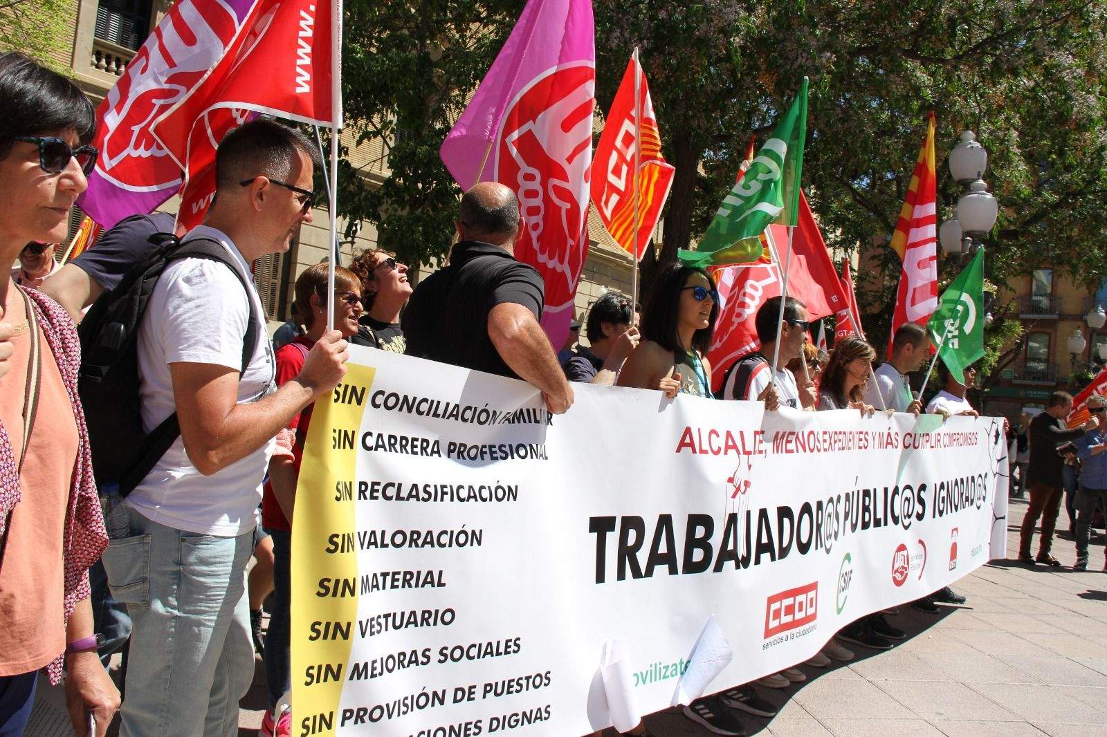 Manifestación del Primero de Mayo de UGT y CCOO en Huesca. Foto Carlos Neofato