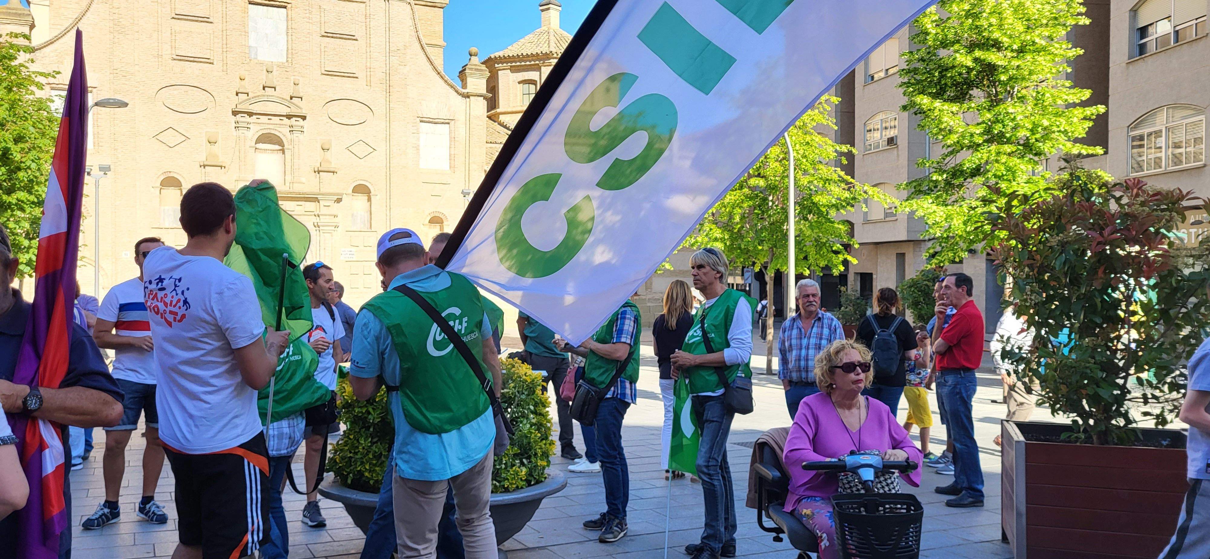 Manifestación de trabajadores municipales de Huesca. Foto: Mercedes Manterola