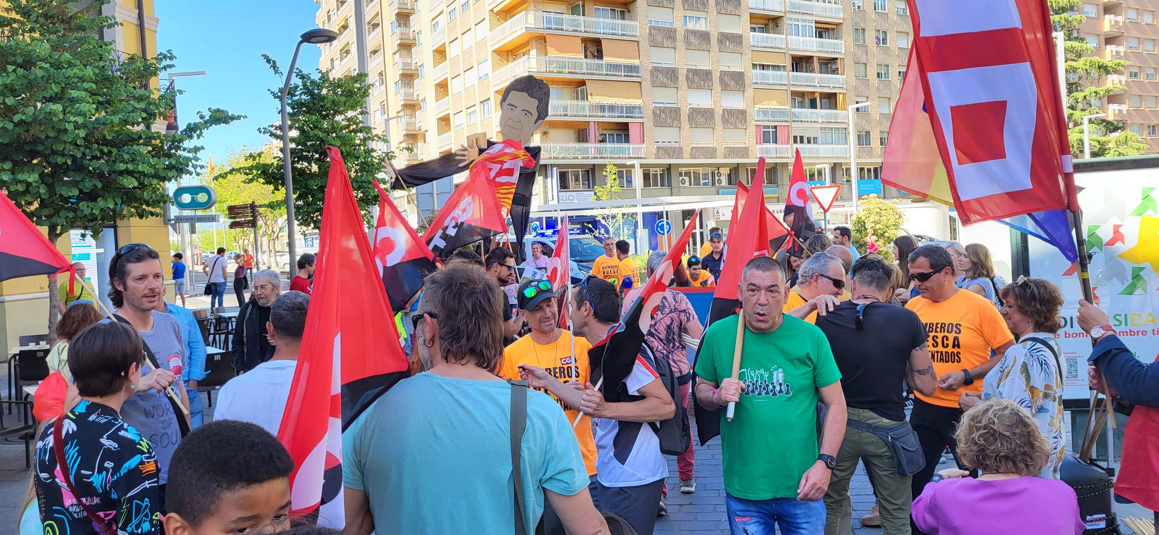 Manifestación de trabajadores municipales de Huesca. Foto: Mercedes Manterola