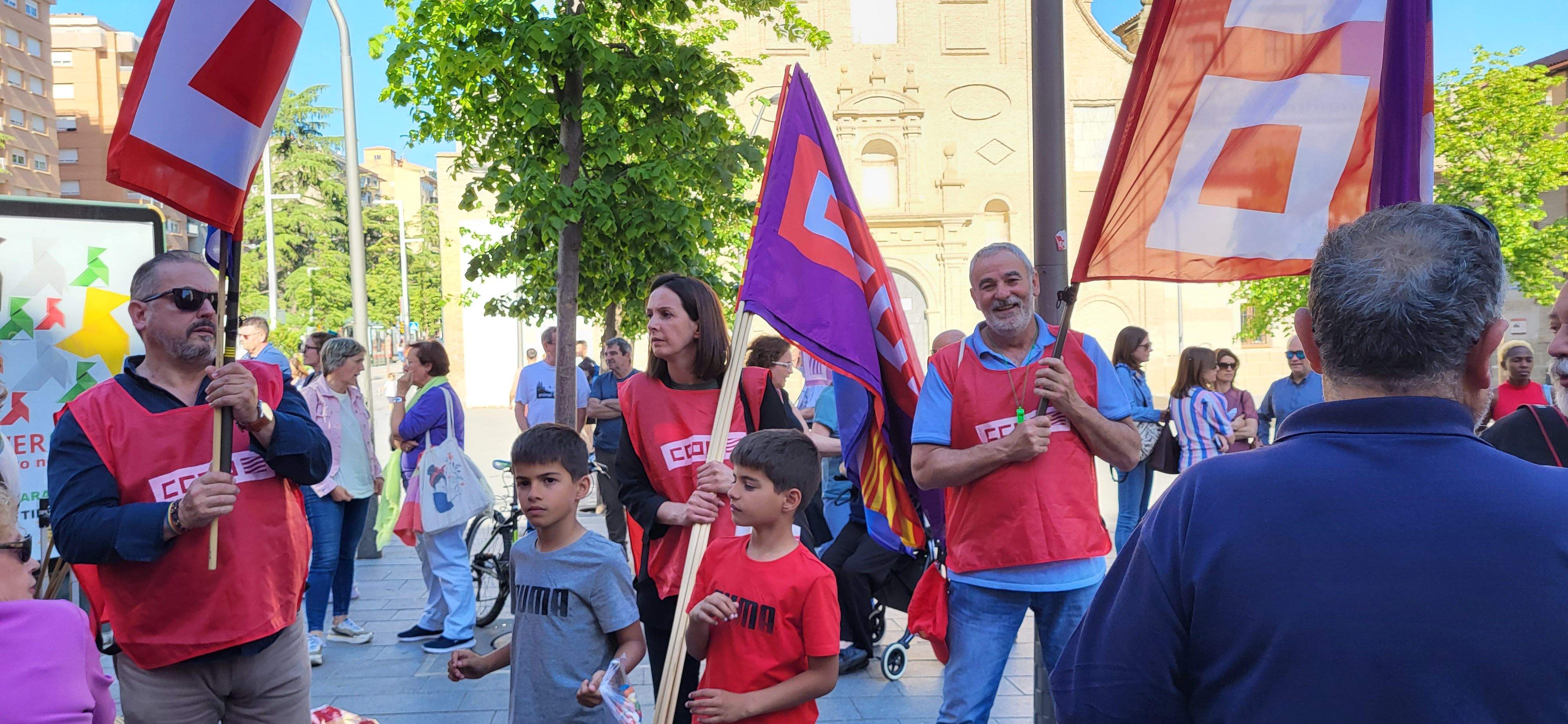 Manifestación de trabajadores municipales de Huesca. Foto: Mercedes Manterola