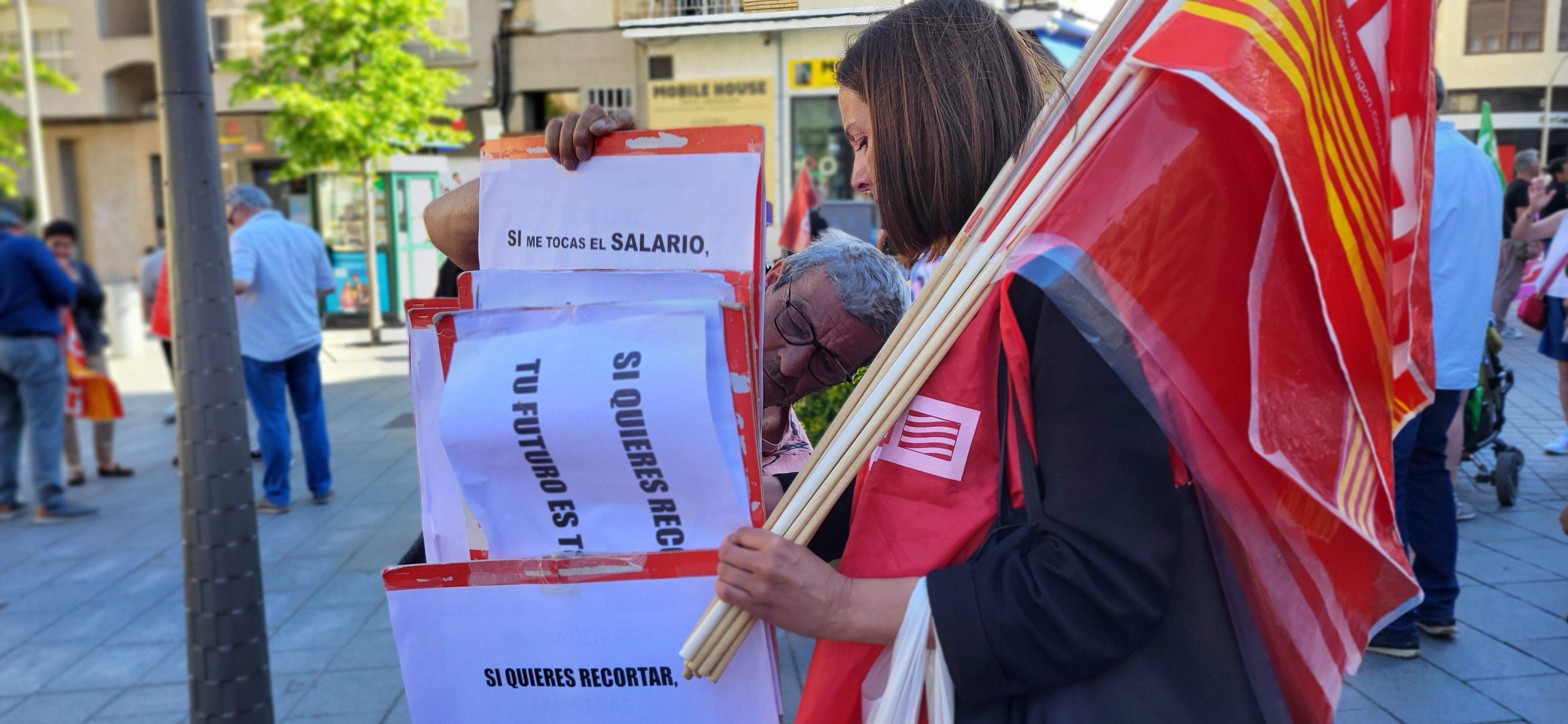 Manifestación de trabajadores municipales de Huesca. Foto: Mercedes Manterola