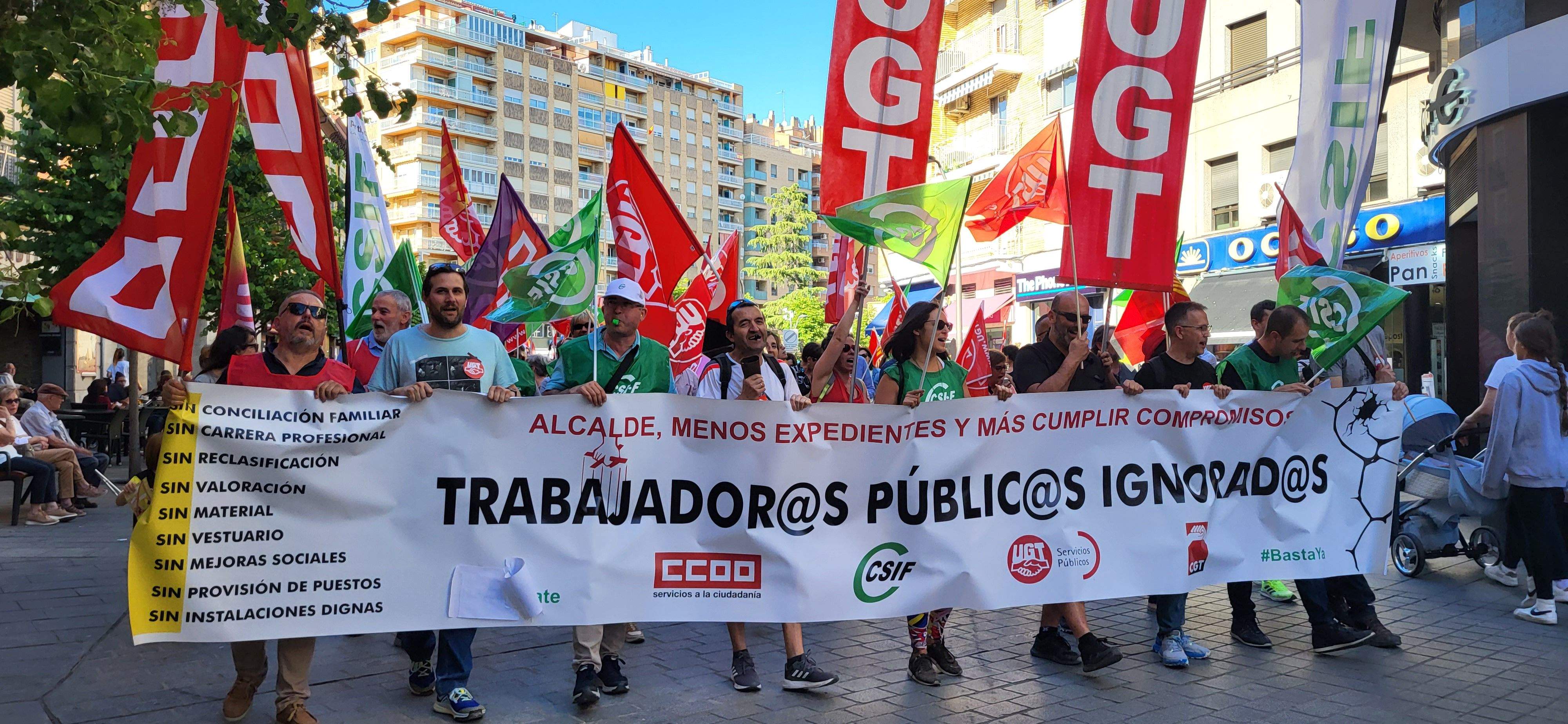 Manifestación de trabajadores municipales de Huesca. Foto: Mercedes Manterola