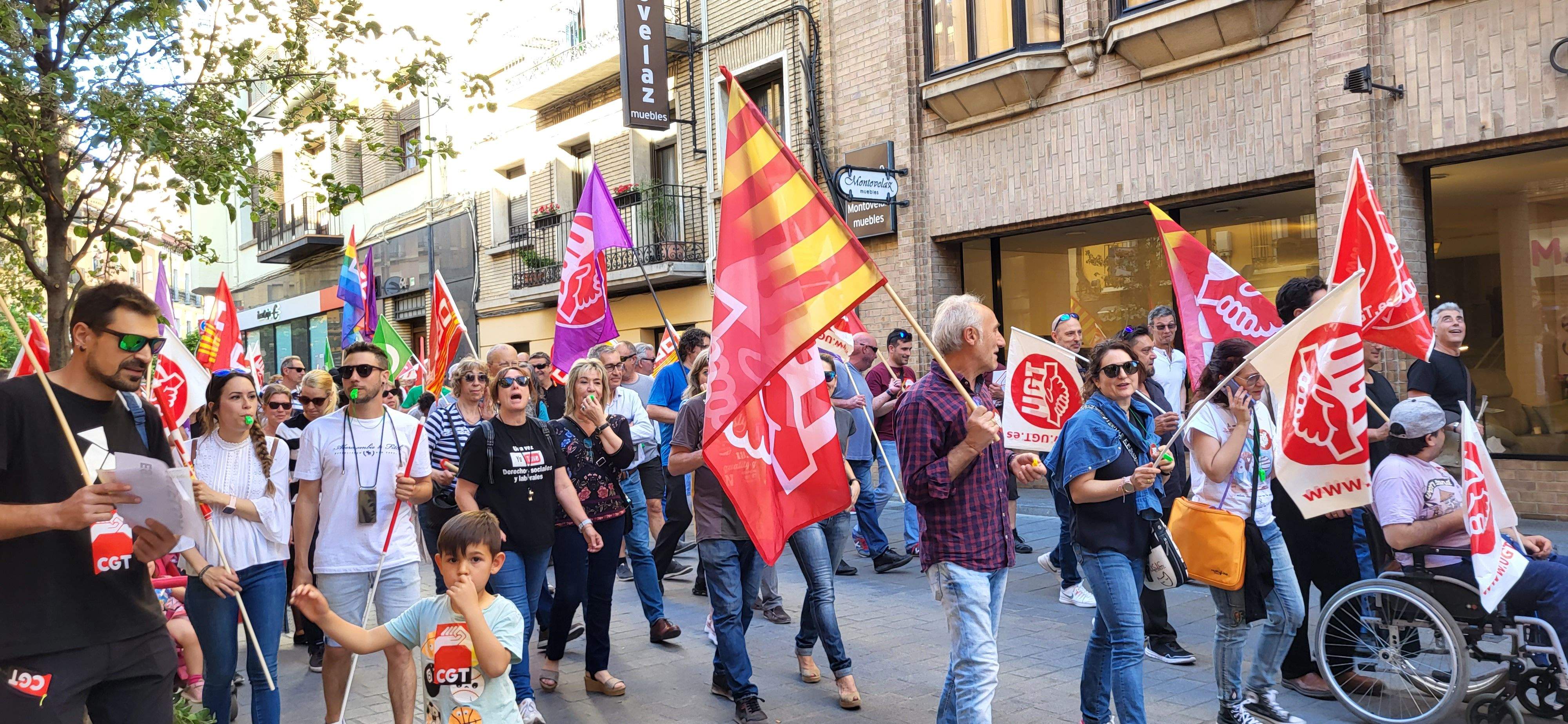 Manifestación de trabajadores municipales de Huesca. Foto: Mercedes Manterola