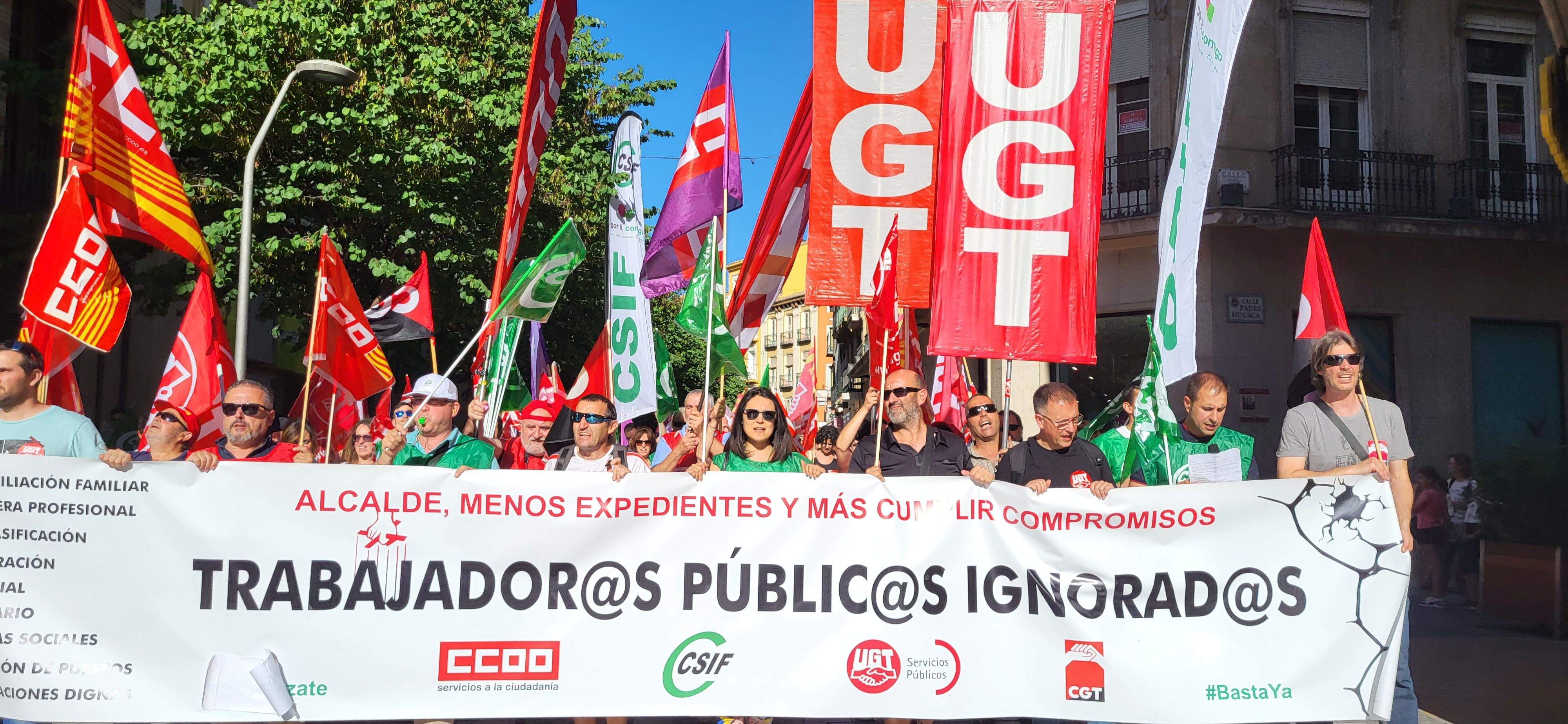 Manifestación de trabajadores municipales de Huesca. Foto: Mercedes Manterola