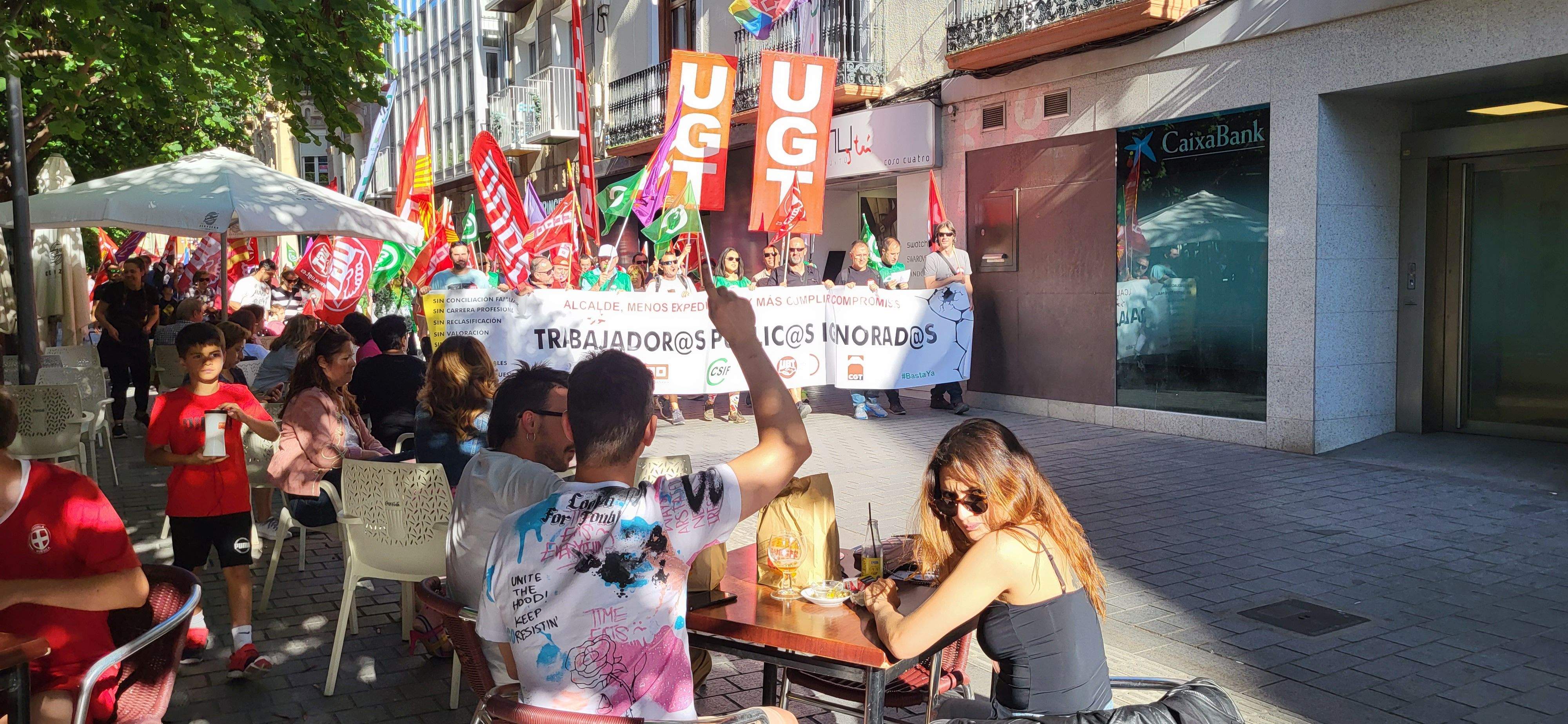 Manifestación de trabajadores municipales de Huesca. Foto: Mercedes Manterola