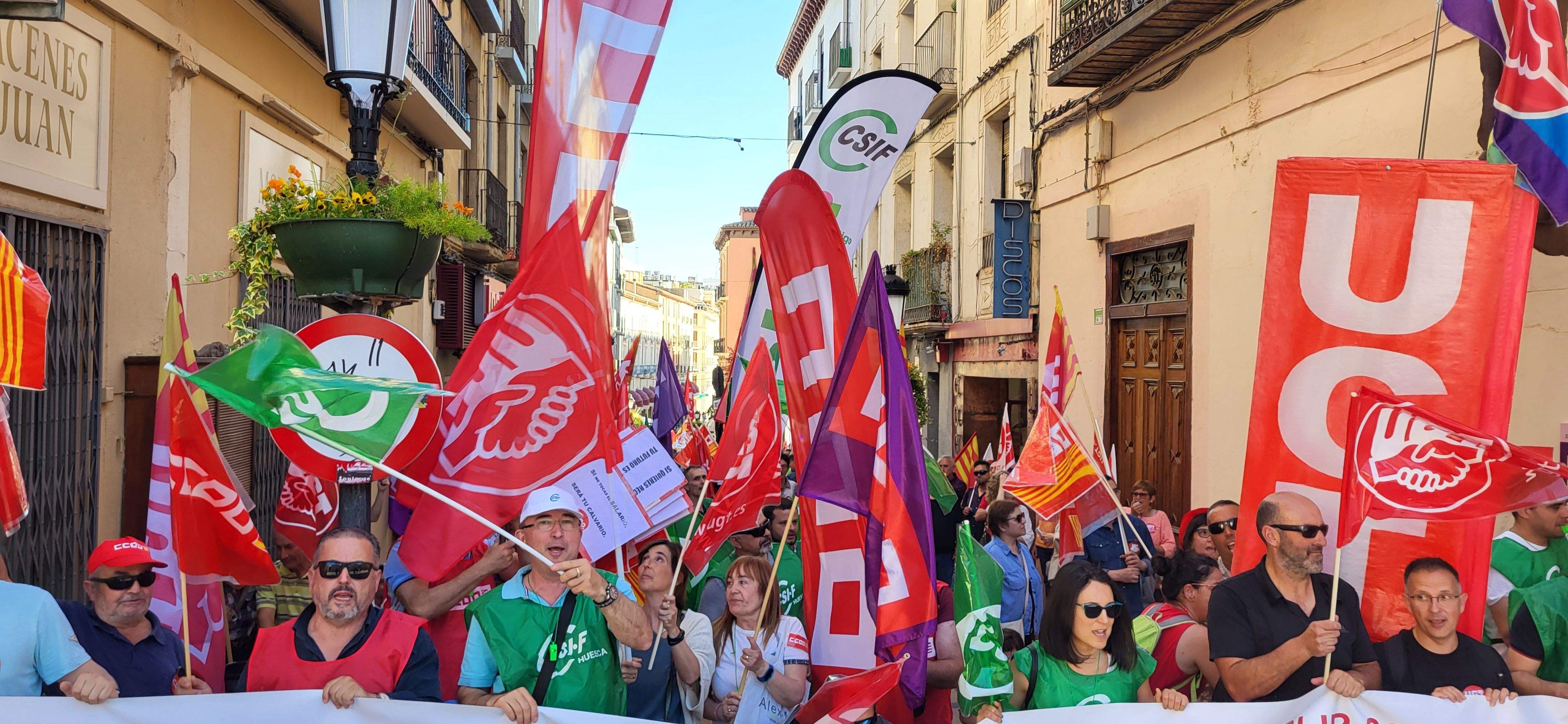 Manifestación de trabajadores municipales de Huesca. Foto: Mercedes Manterola