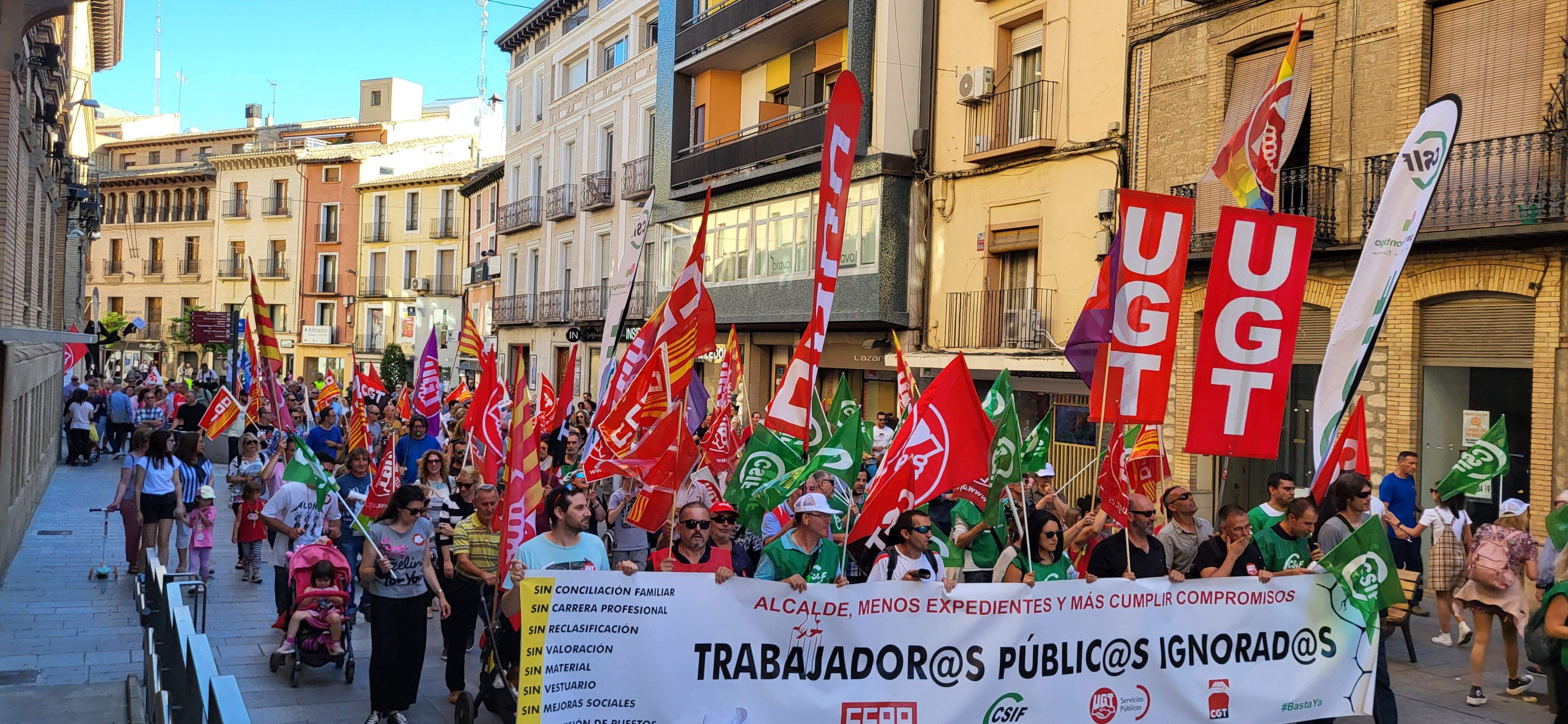Manifestación de trabajadores municipales de Huesca. Foto: Mercedes Manterola