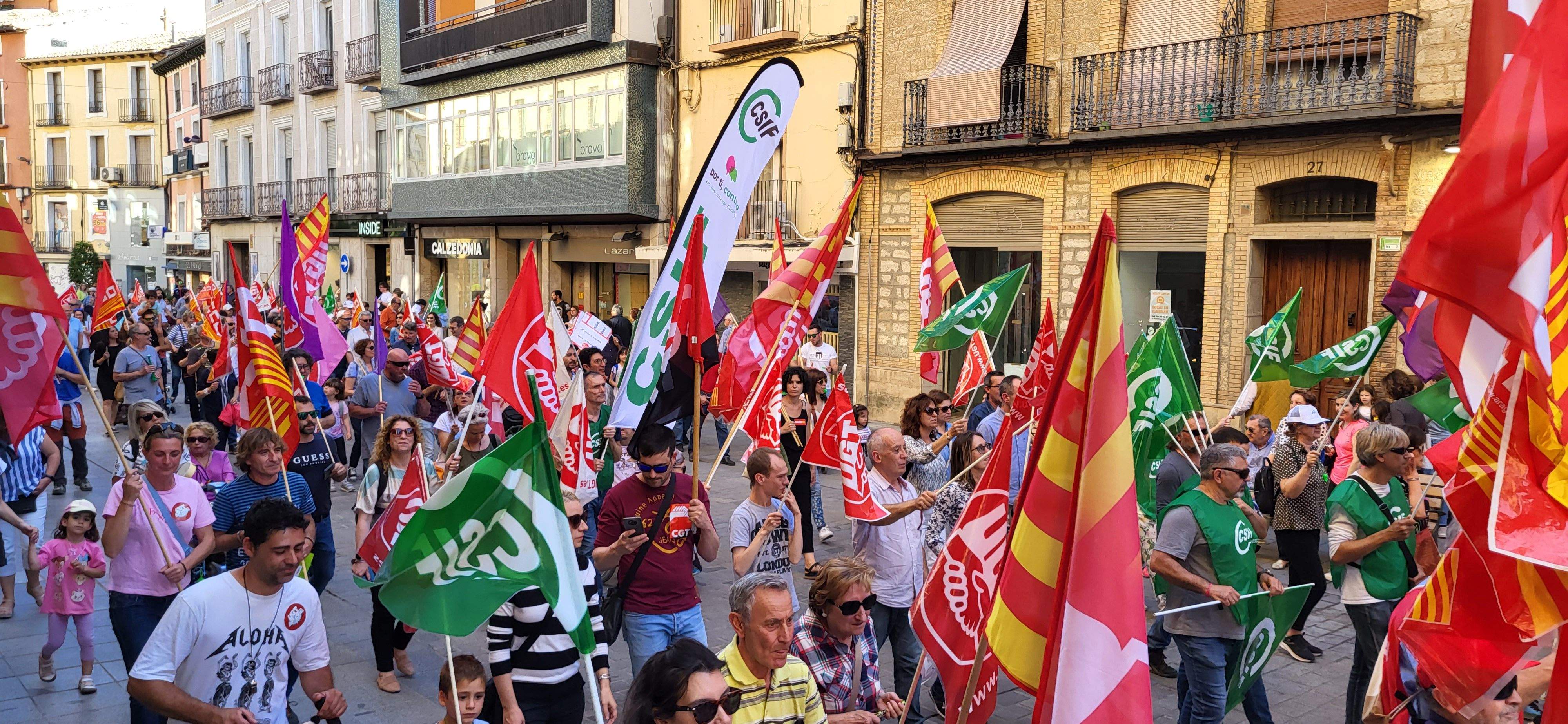 Manifestación de trabajadores municipales de Huesca. Foto: Mercedes Manterola