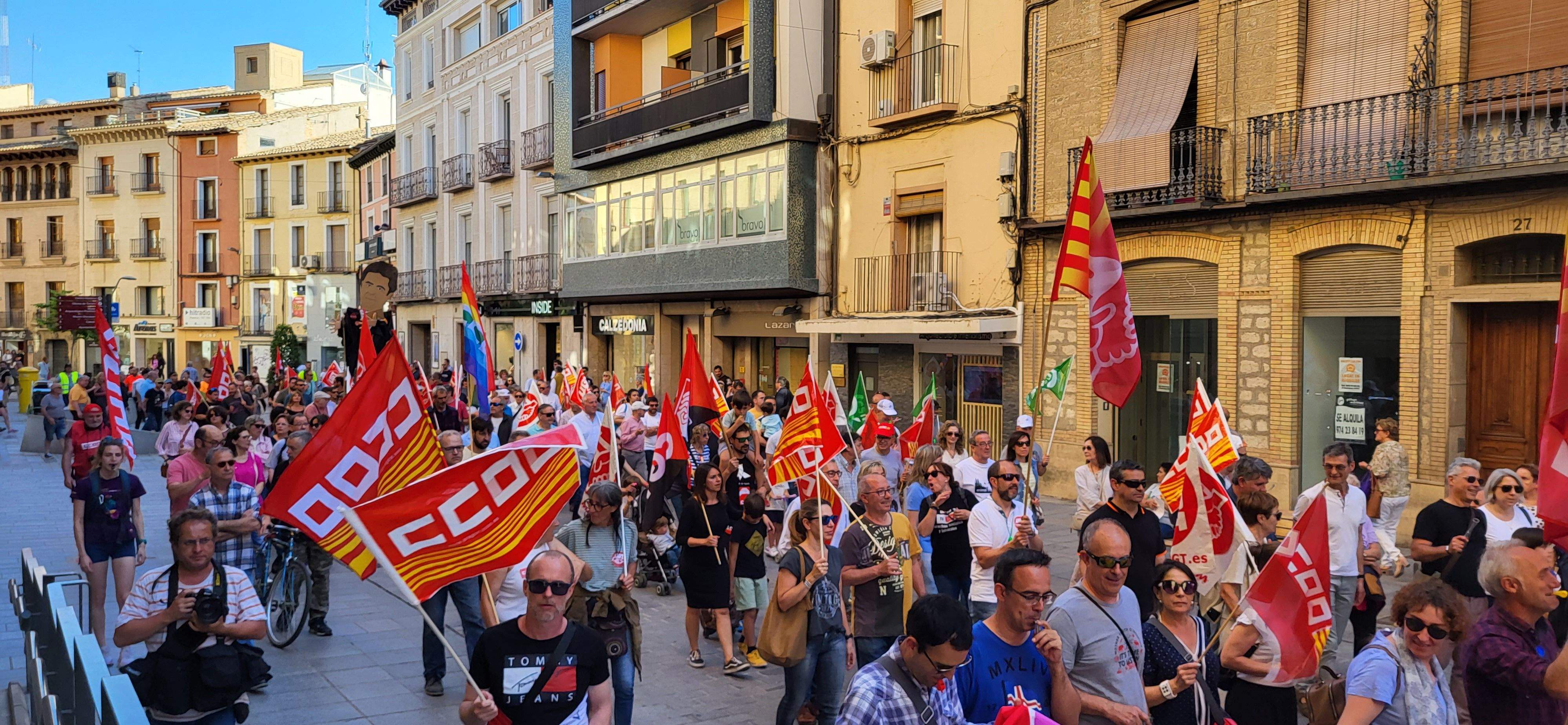 Manifestación de trabajadores municipales de Huesca. Foto: Mercedes Manterola