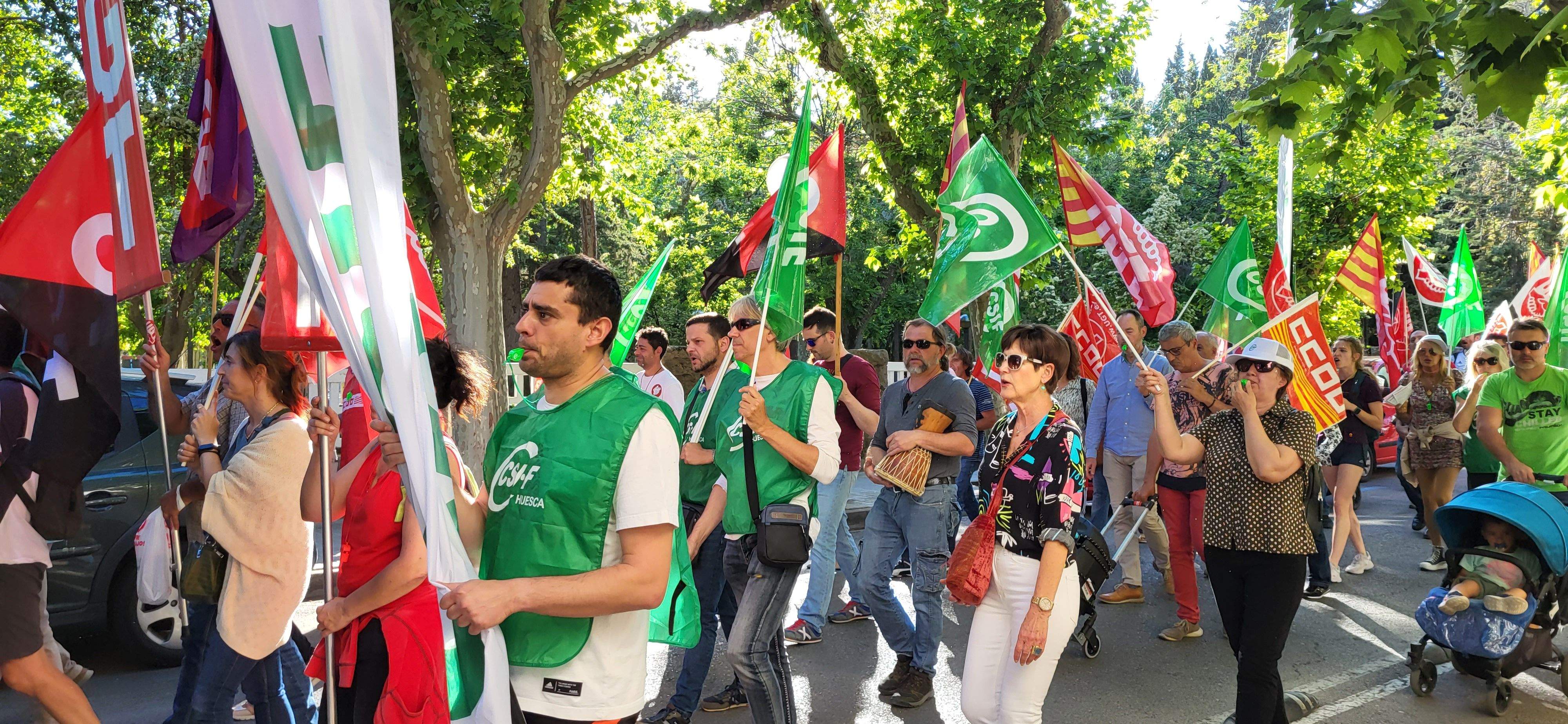 Manifestación de trabajadores municipales de Huesca. Foto: Mercedes Manterola