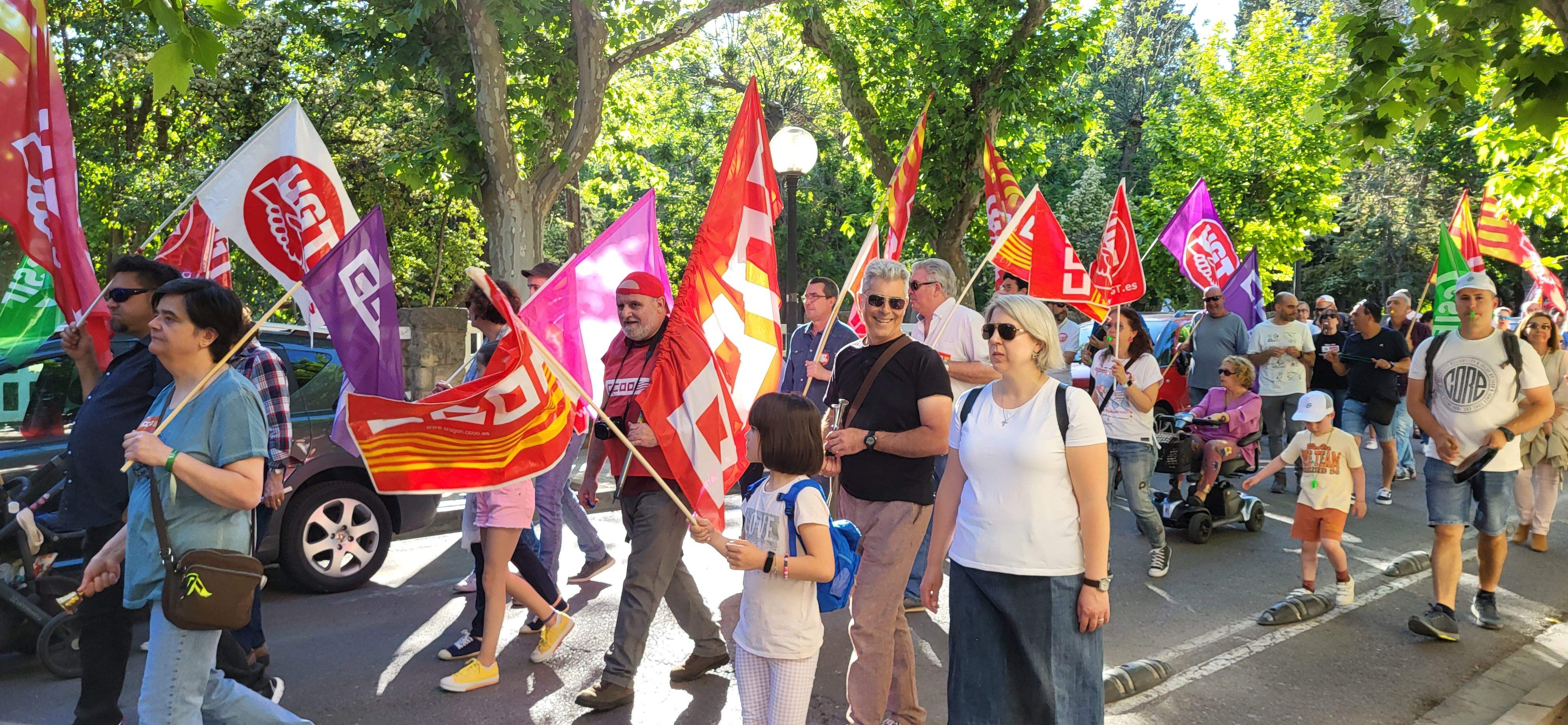 Manifestación de trabajadores municipales de Huesca. Foto: Mercedes Manterola