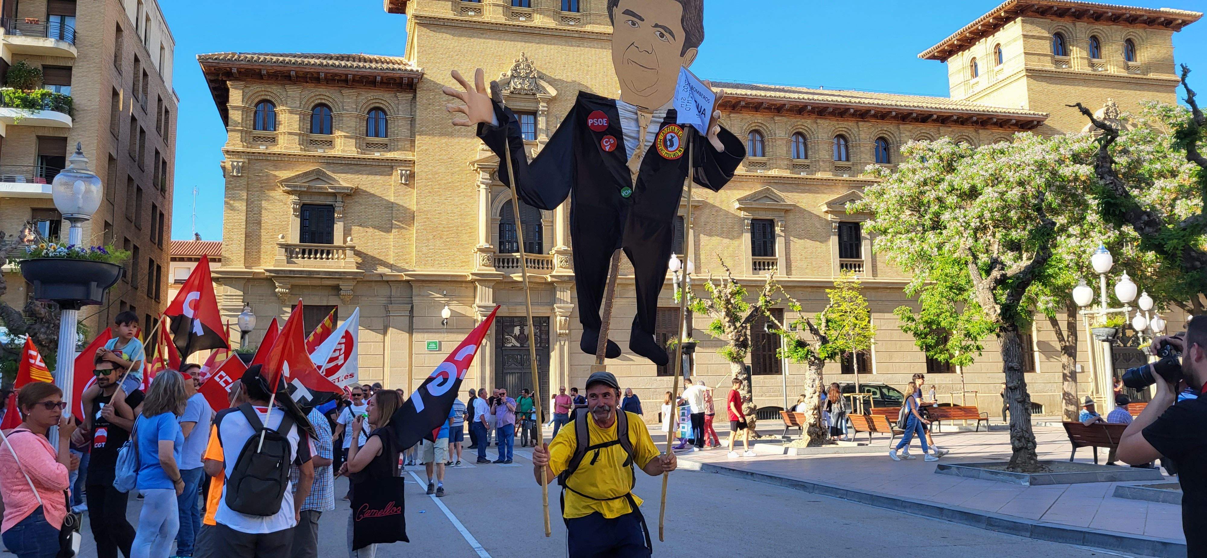 Manifestación de trabajadores municipales de Huesca. Foto: Mercedes Manterola