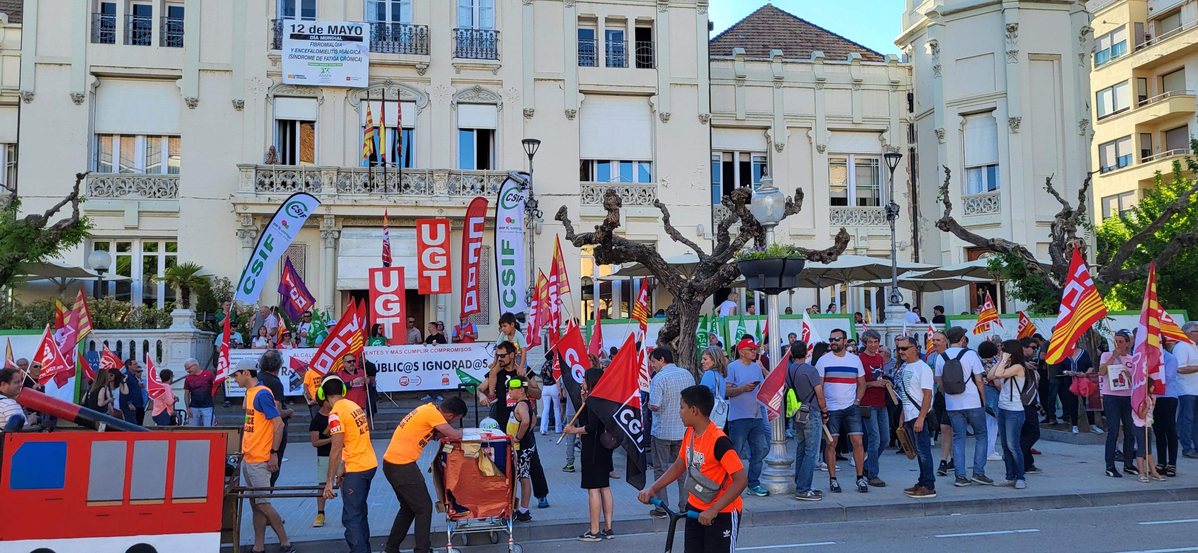 Manifestación de trabajadores municipales de Huesca. Foto: Mercedes Manterola