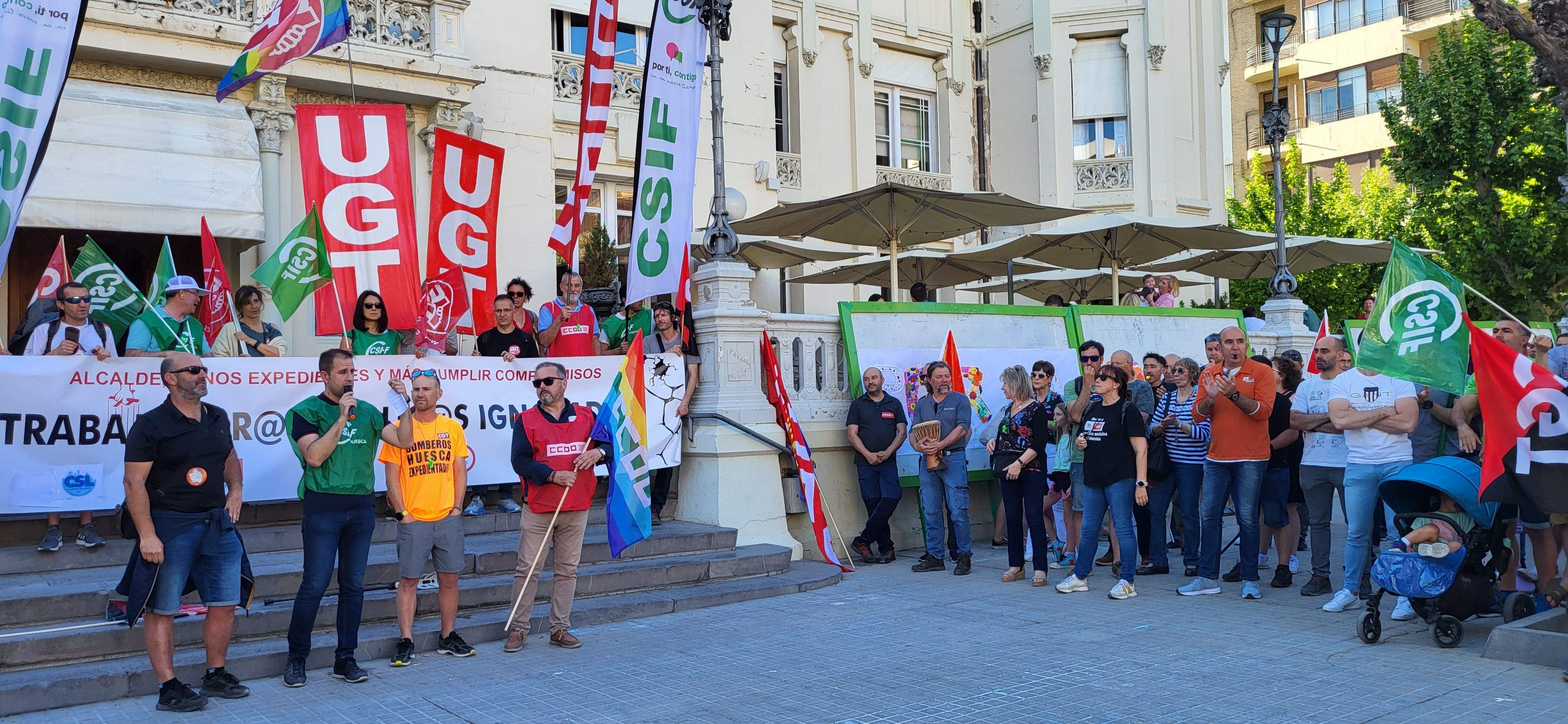 Manifestación de trabajadores municipales de Huesca. Foto: Mercedes Manterola