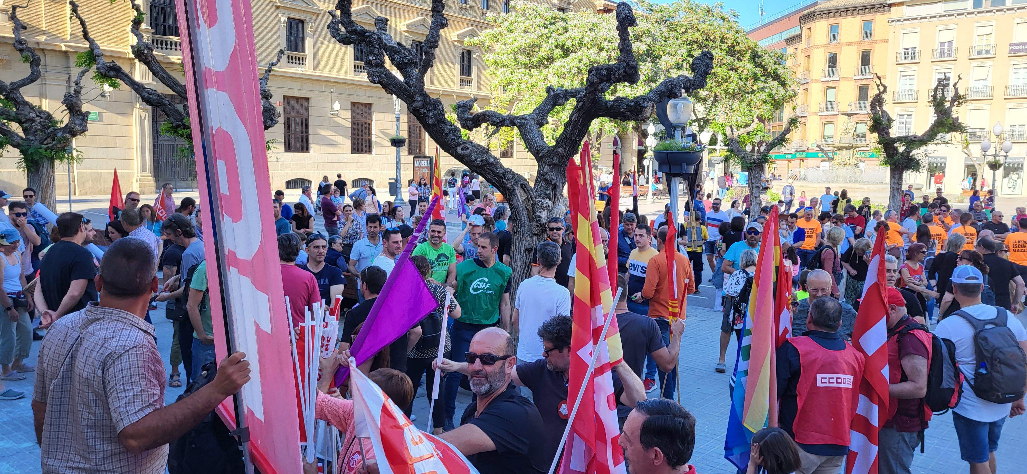 Manifestación de trabajadores municipales de Huesca. Foto: Mercedes Manterola