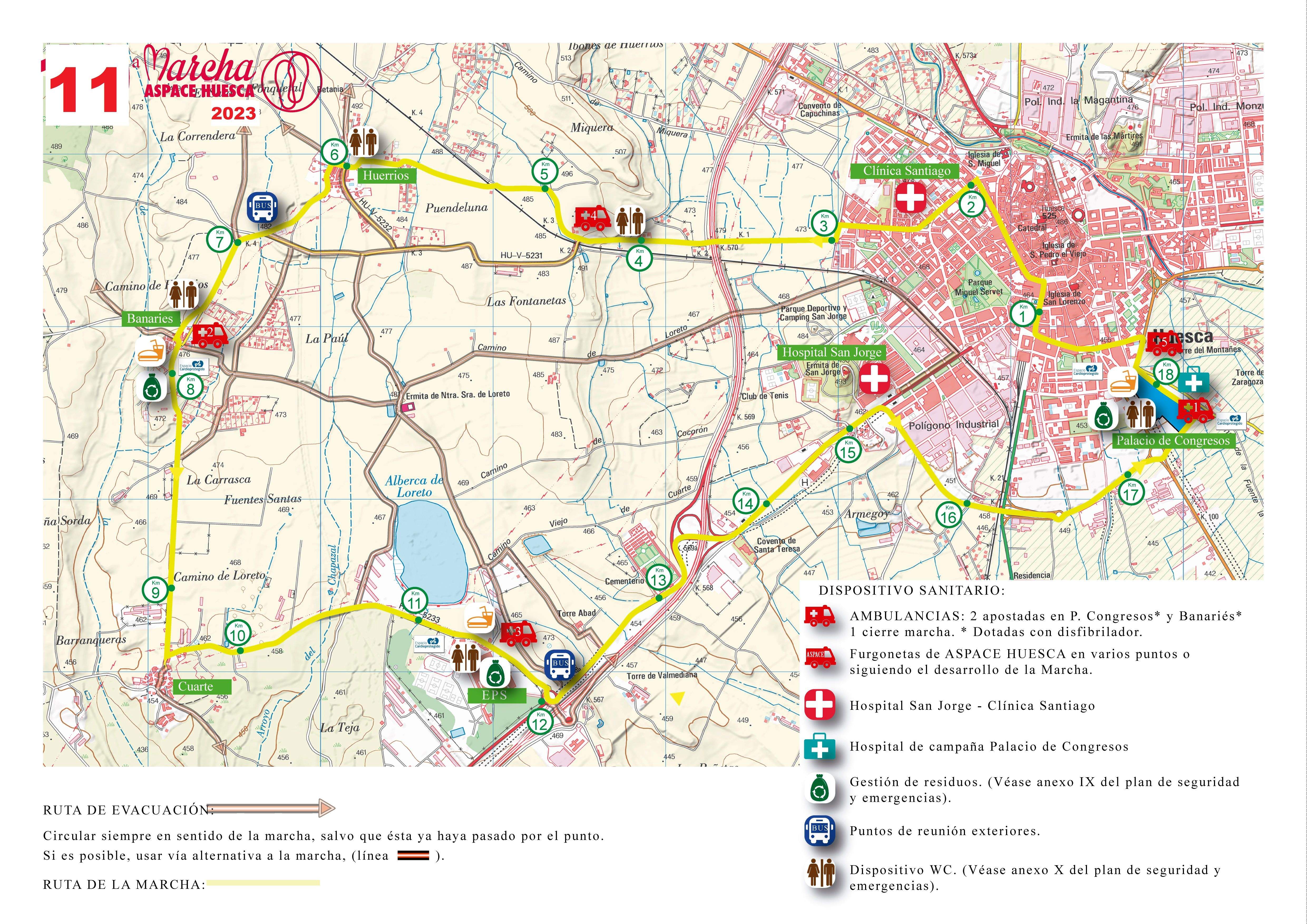 Plano del recorrido de la 11º Marcha Aspace Huesca