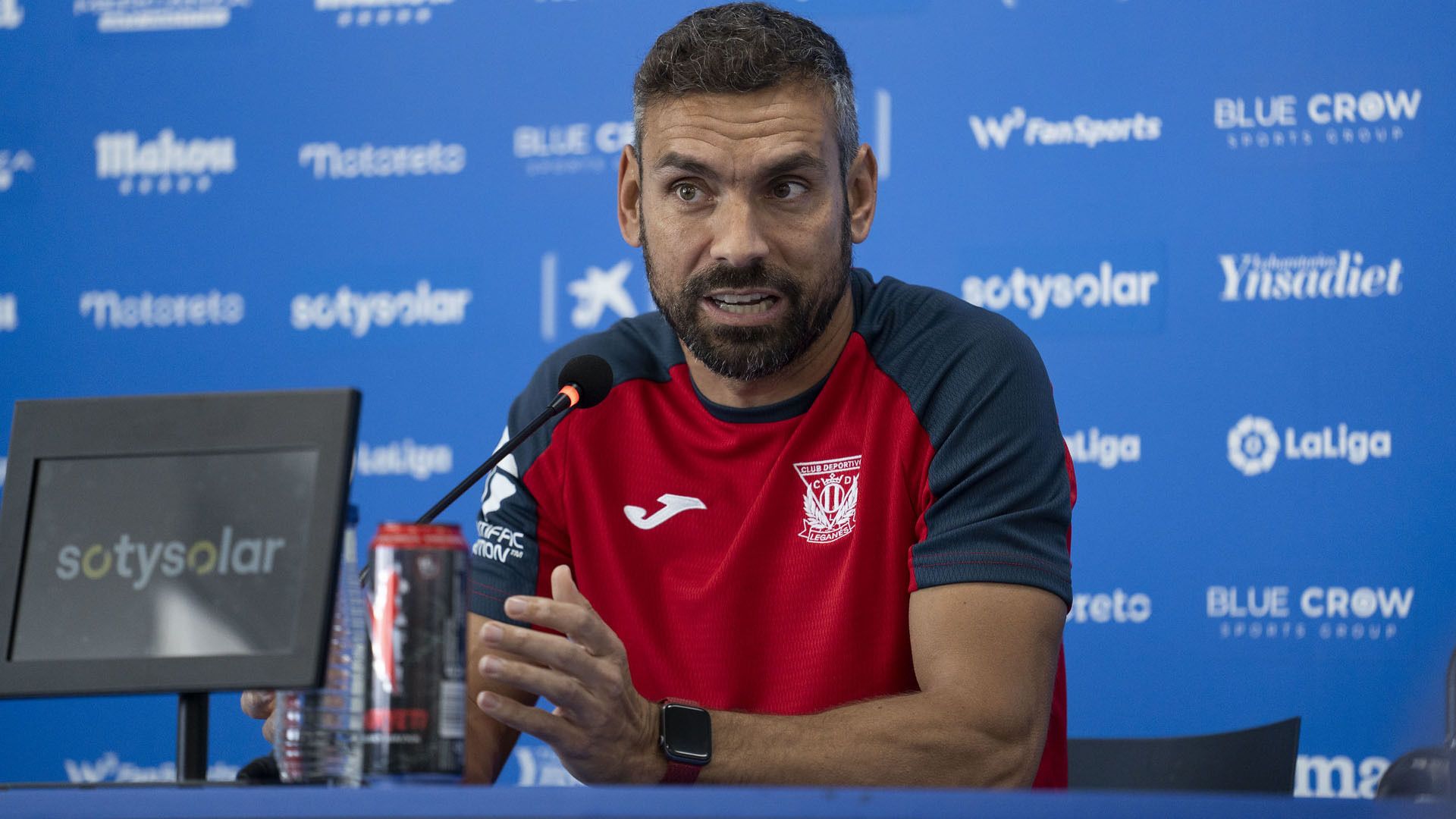 Carlos Martínez, entrenador del Leganés, en la rueda de prensa de este viernes.