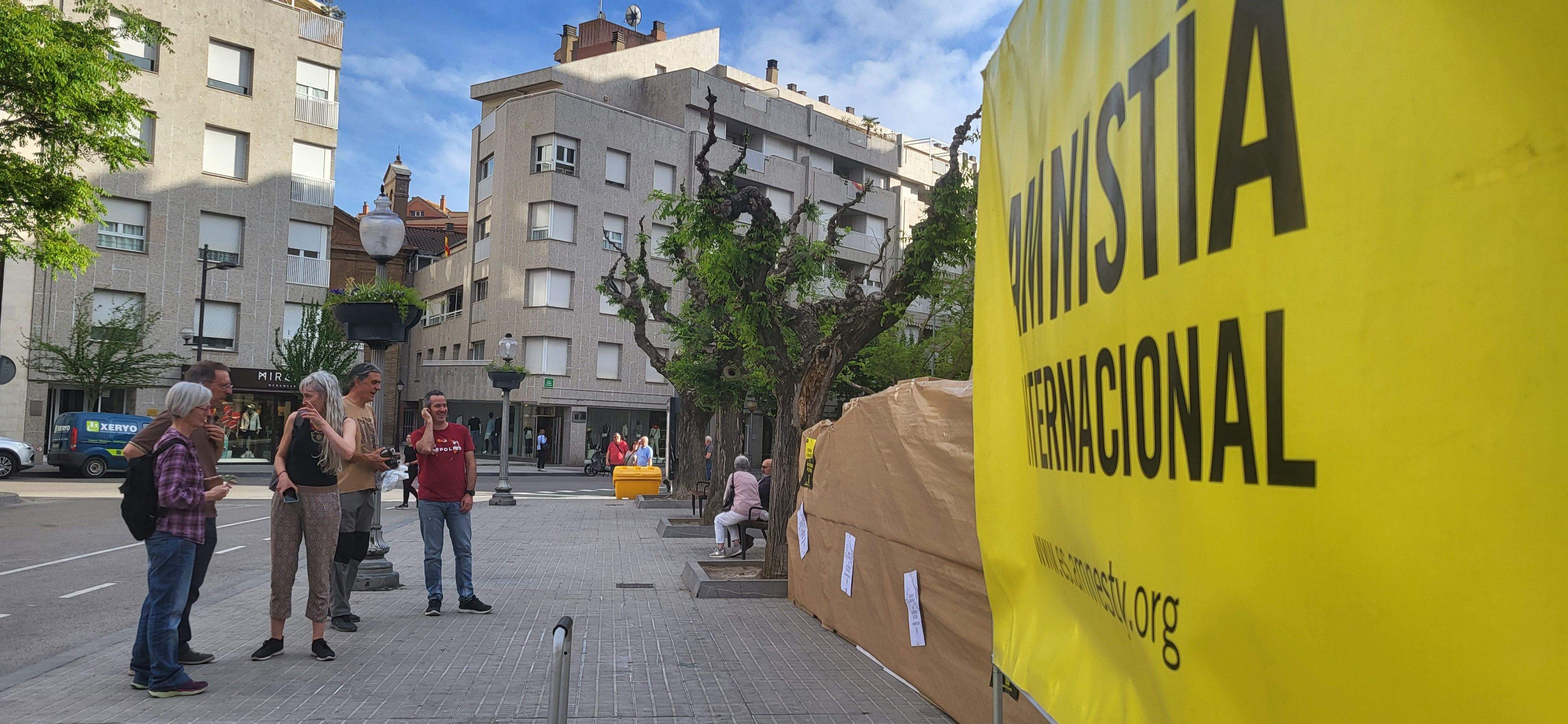 Acto de Amnistía Internacional Huesca, contra el aparheid de Israel a Palestina. Foto Myriam Martínez