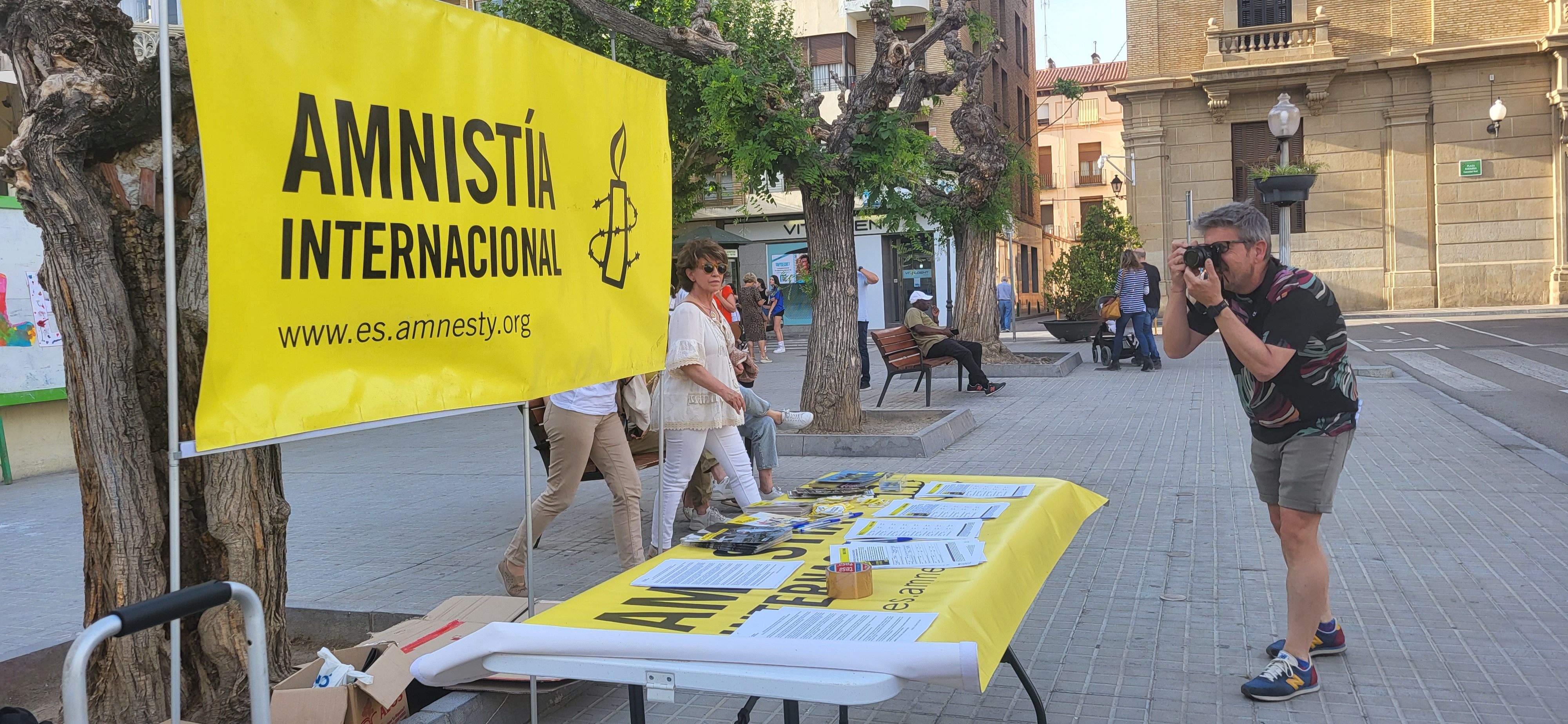 Acto de Amnistía Internacional Huesca, contra el aparheid de Israel a Palestina. Foto Myriam Martínez