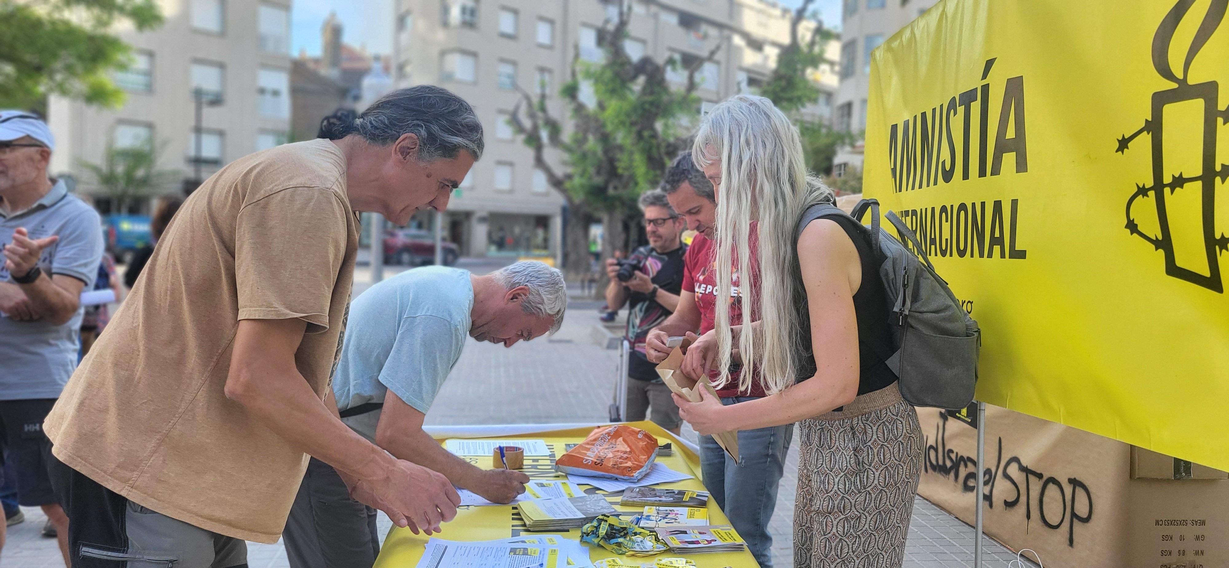Acto de Amnistía Internacional Huesca, contra el aparheid de Israel a Palestina. Foto Myriam Martínez
