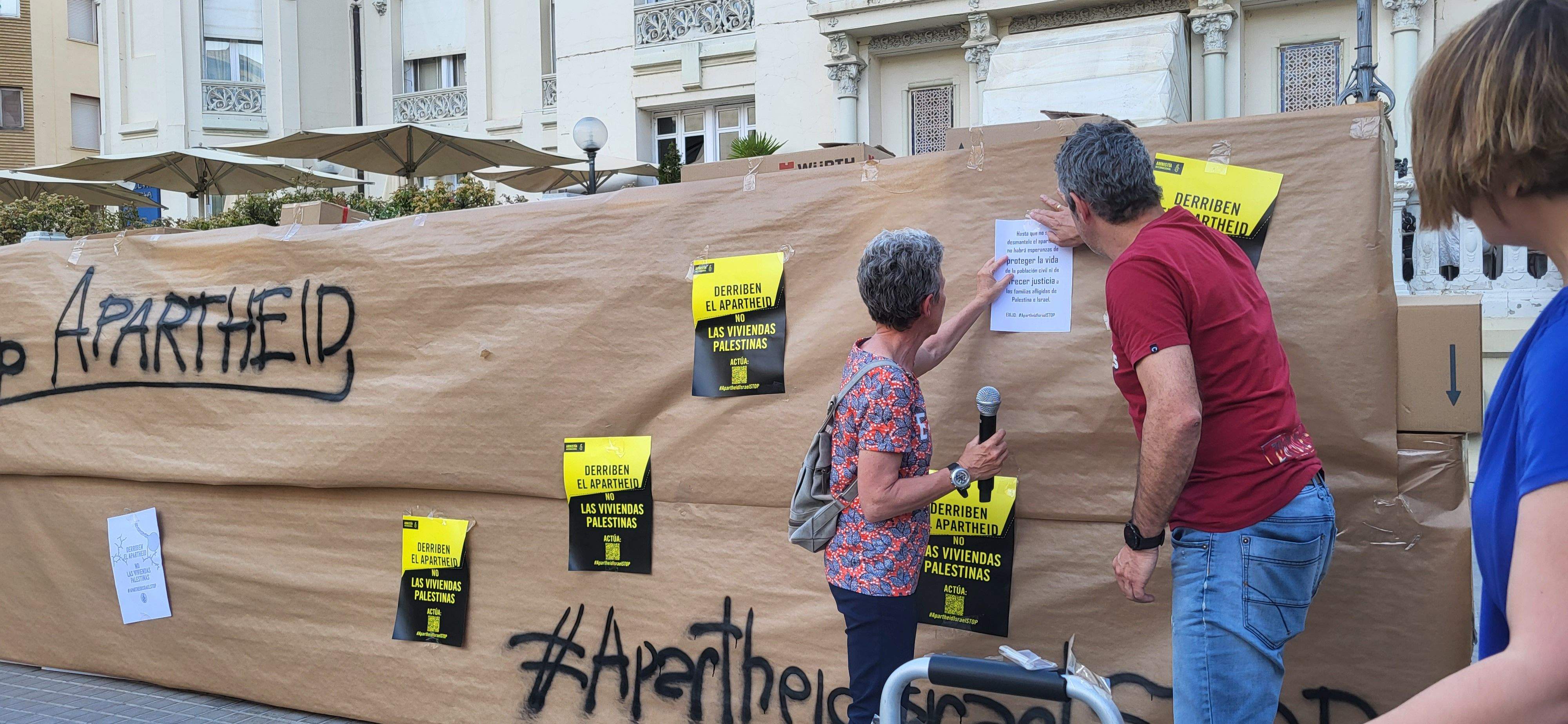 Acto de Amnistía Internacional Huesca, contra el aparheid de Israel a Palestina. Foto Myriam Martínez