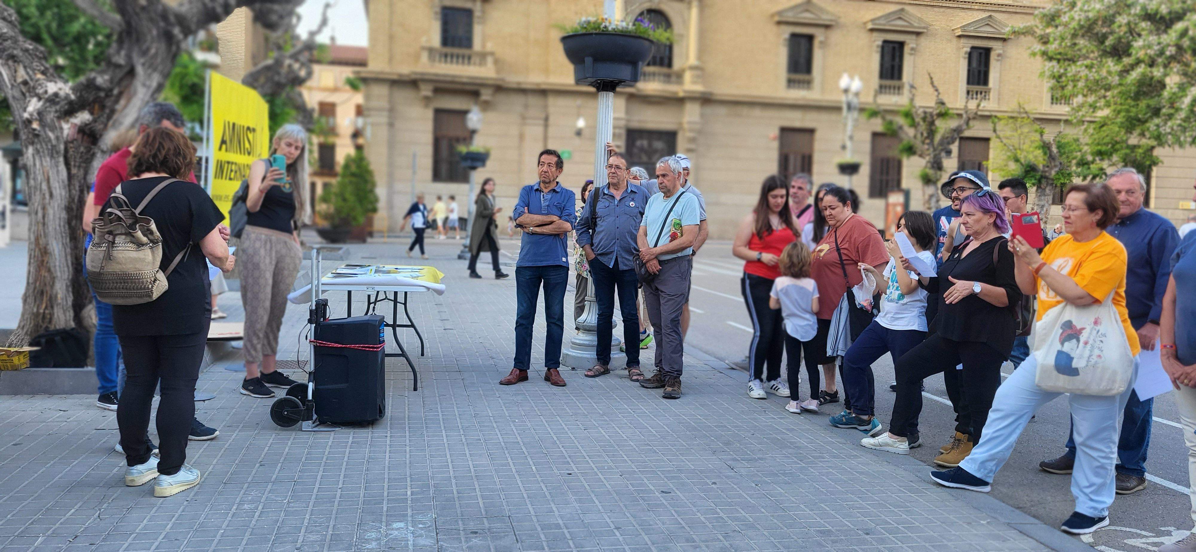 Acto de Amnistía Internacional Huesca, contra el aparheid de Israel a Palestina. Foto Myriam Martínez