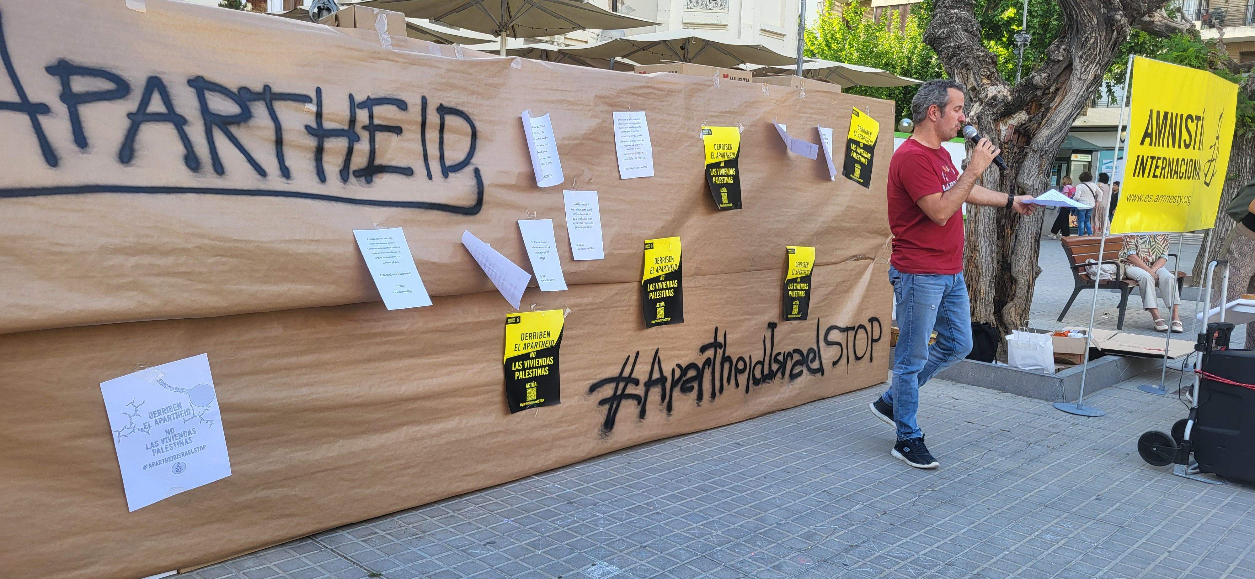 Acto de Amnistía Internacional Huesca, contra el aparheid de Israel a Palestina. Foto Myriam Martínez