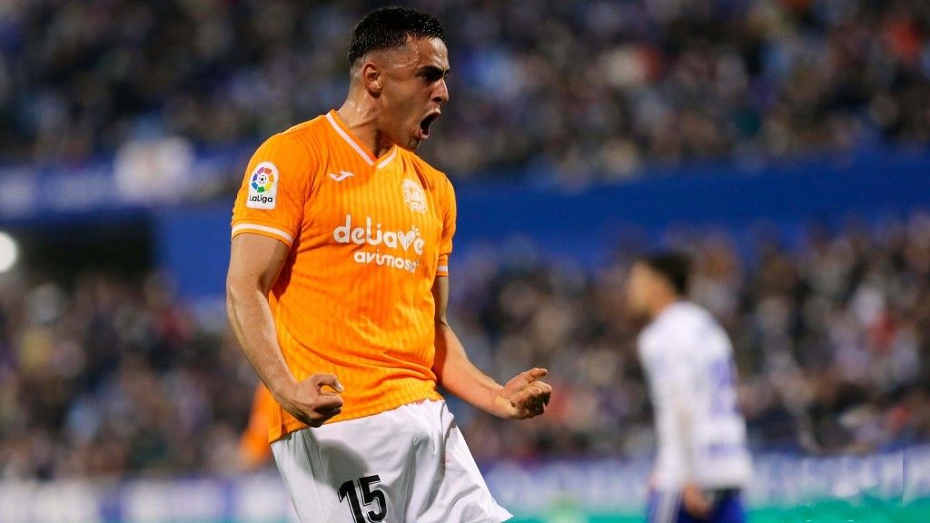Rubén Pulido celebra un gol en La Romareda la temporada pasada.