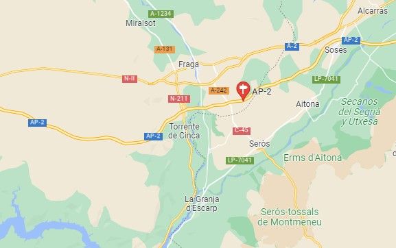 Fallece el conductor de un camión en la AP-2 en Fraga en un choque por alcance