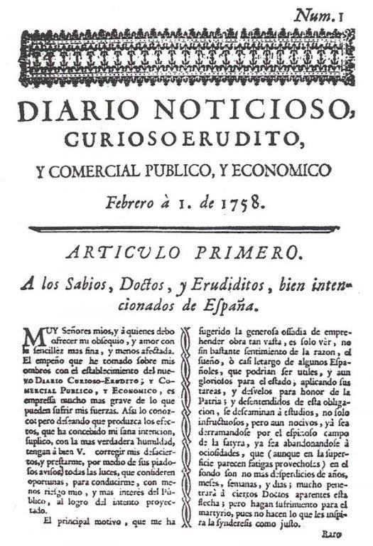 Diario Noticioso, Curioso-Erudito, y Comercial, Público y Económico
