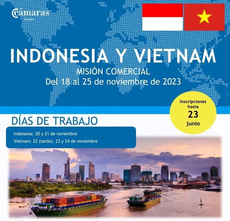 Cartel anunciador de la misión internacional a Indonesia y Vietnam