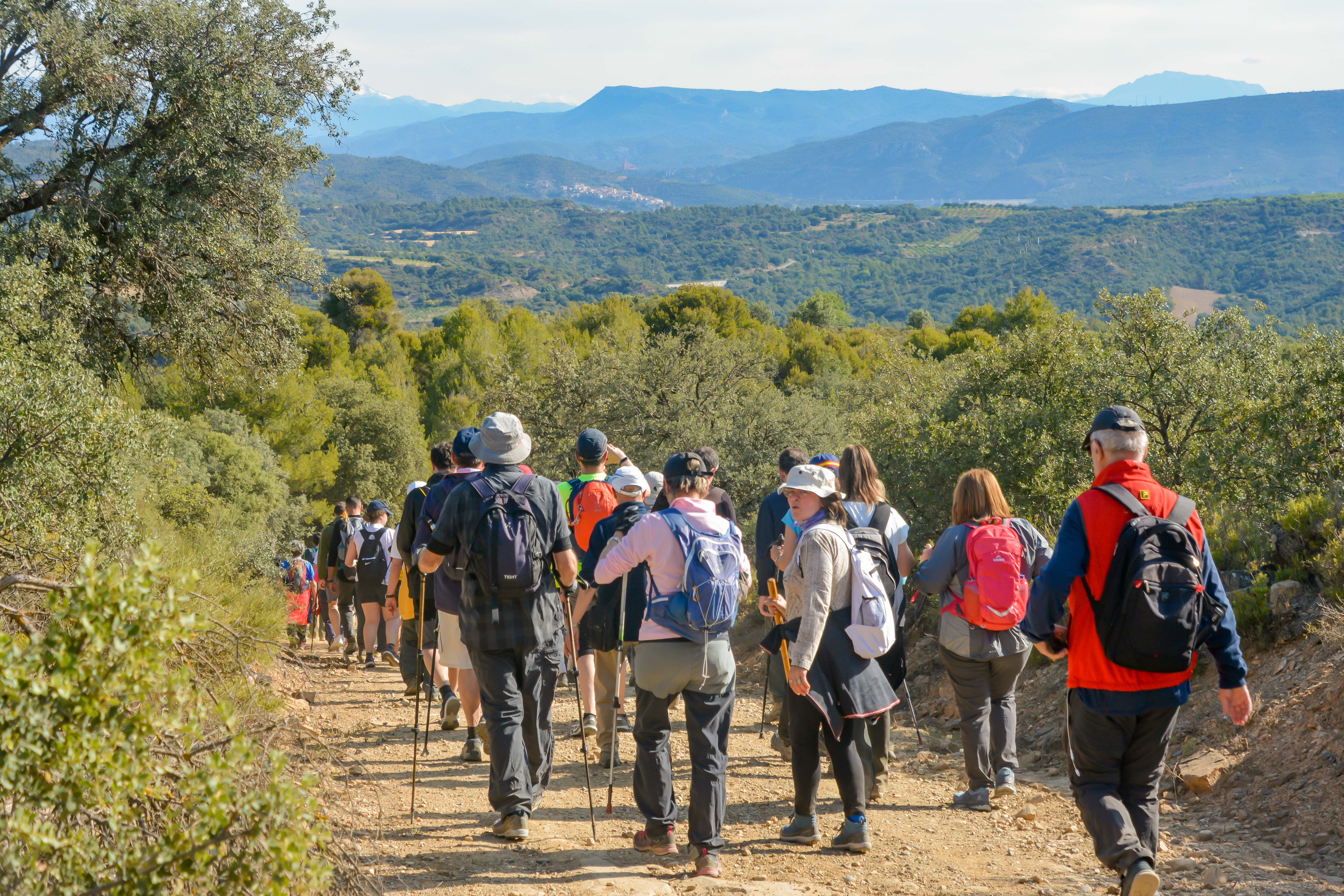 Participantes en la romería a pie de Barbastro a Torreciudad.