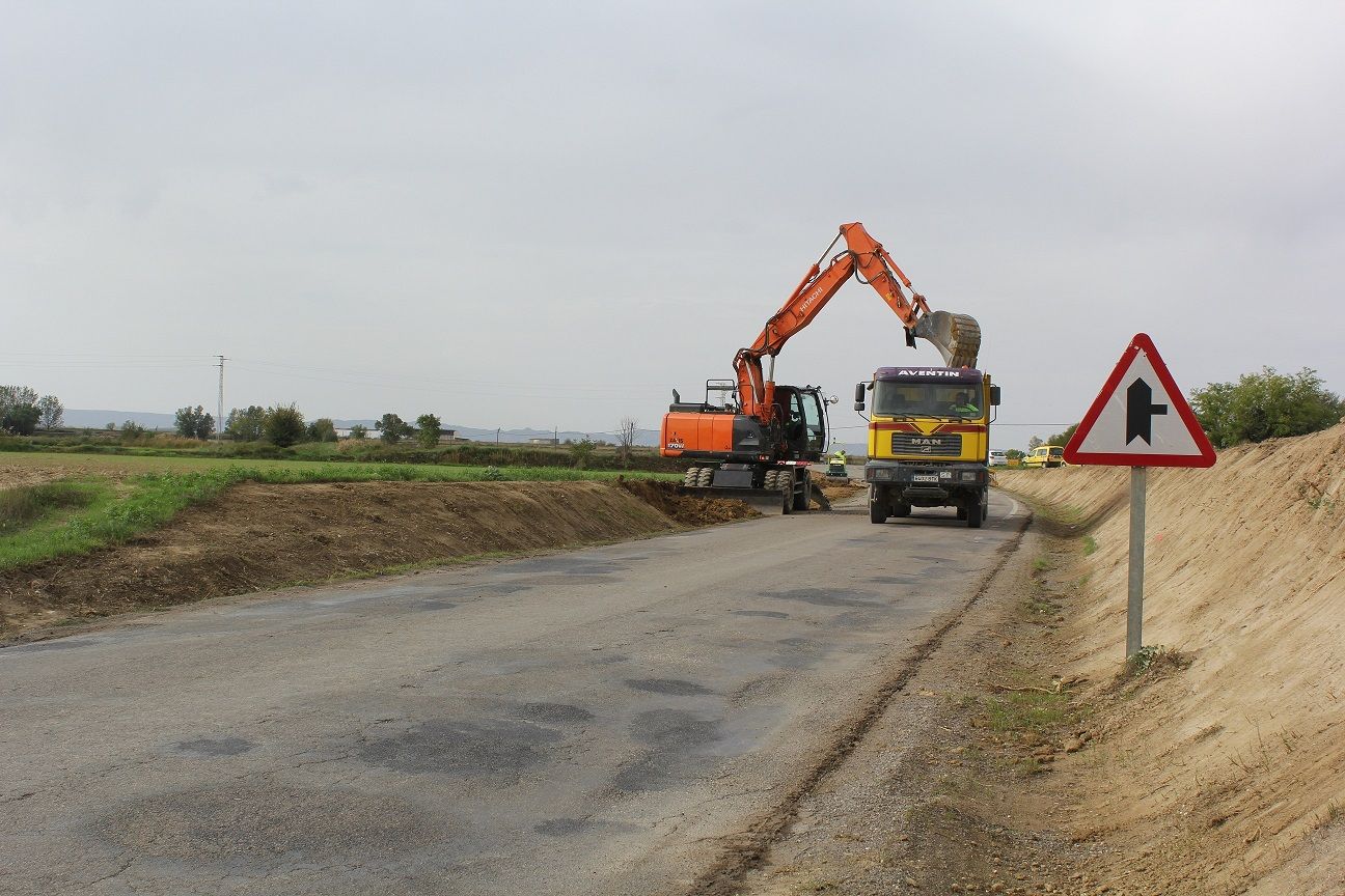 Trabajos realizados en noviembre en la carretera entre Grañén y la intersección a Montesusín y Frula.