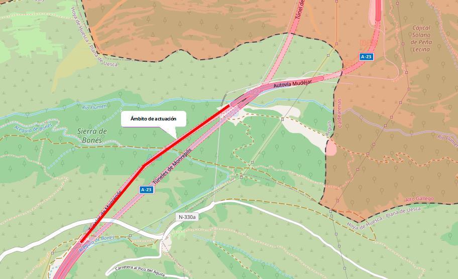 La autovía A-23 entre Lanave y Arguis se corta al tráfico dos horas esta noche 