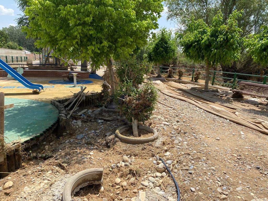 Afecciones en Pomar de Cinca tras desbordarse el río. Foto Mercedes Manterola
