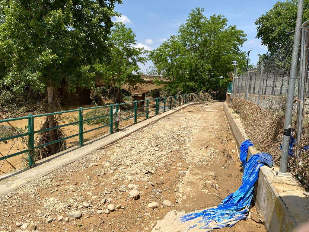Afecciones en Pomar de Cinca tras desbordarse el río. Foto Mercedes Manterola