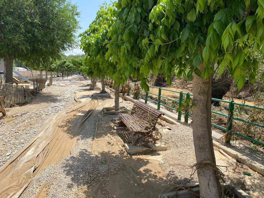 Afecciones en Pomar de Cinca tras desbordarse el río. Foto Mercedes Manterola