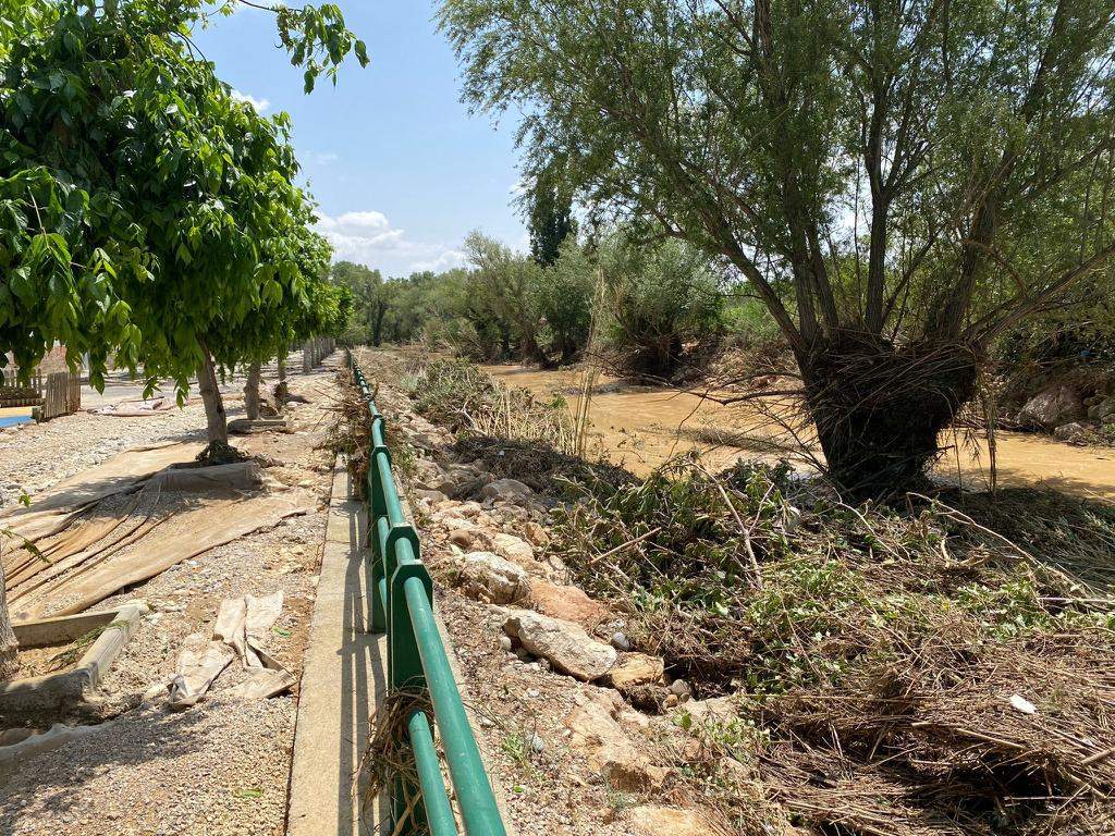 Afecciones en Pomar de Cinca tras desbordarse el río. Foto Mercedes Manterola