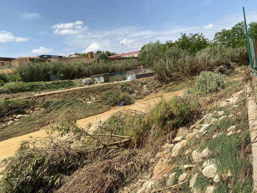 Afecciones en Pomar de Cinca tras desbordarse el río. Foto Mercedes Manterola