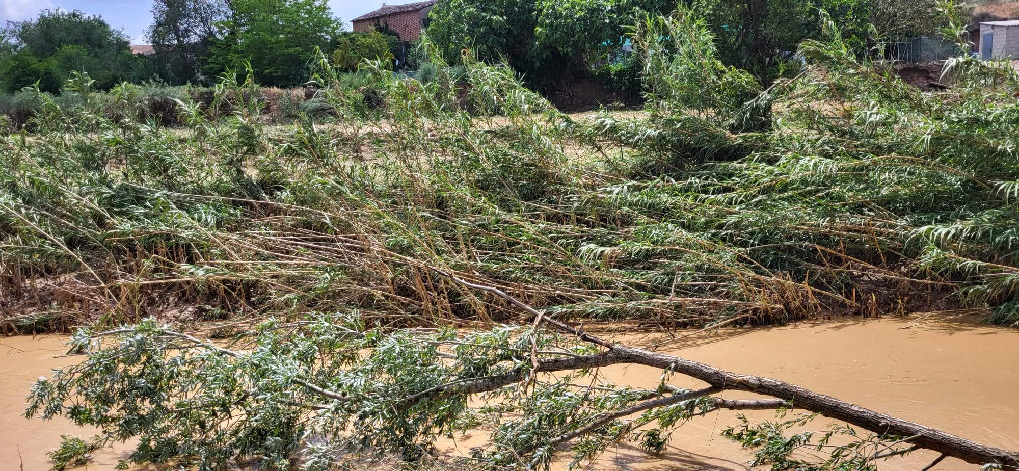 Tras la crecida del río en Pomar, toca restablecer la normalidad. Foto Mercedes Manterola