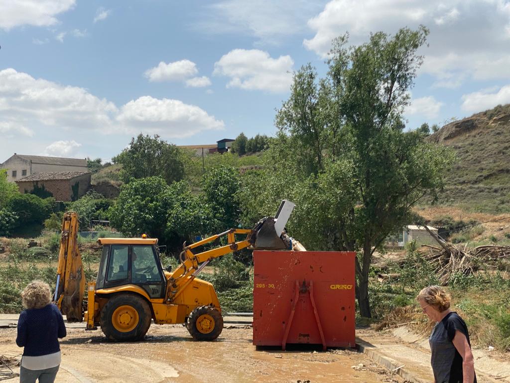 Afecciones en Pomar de Cinca tras desbordarse el río. Foto Mercedes Manterola