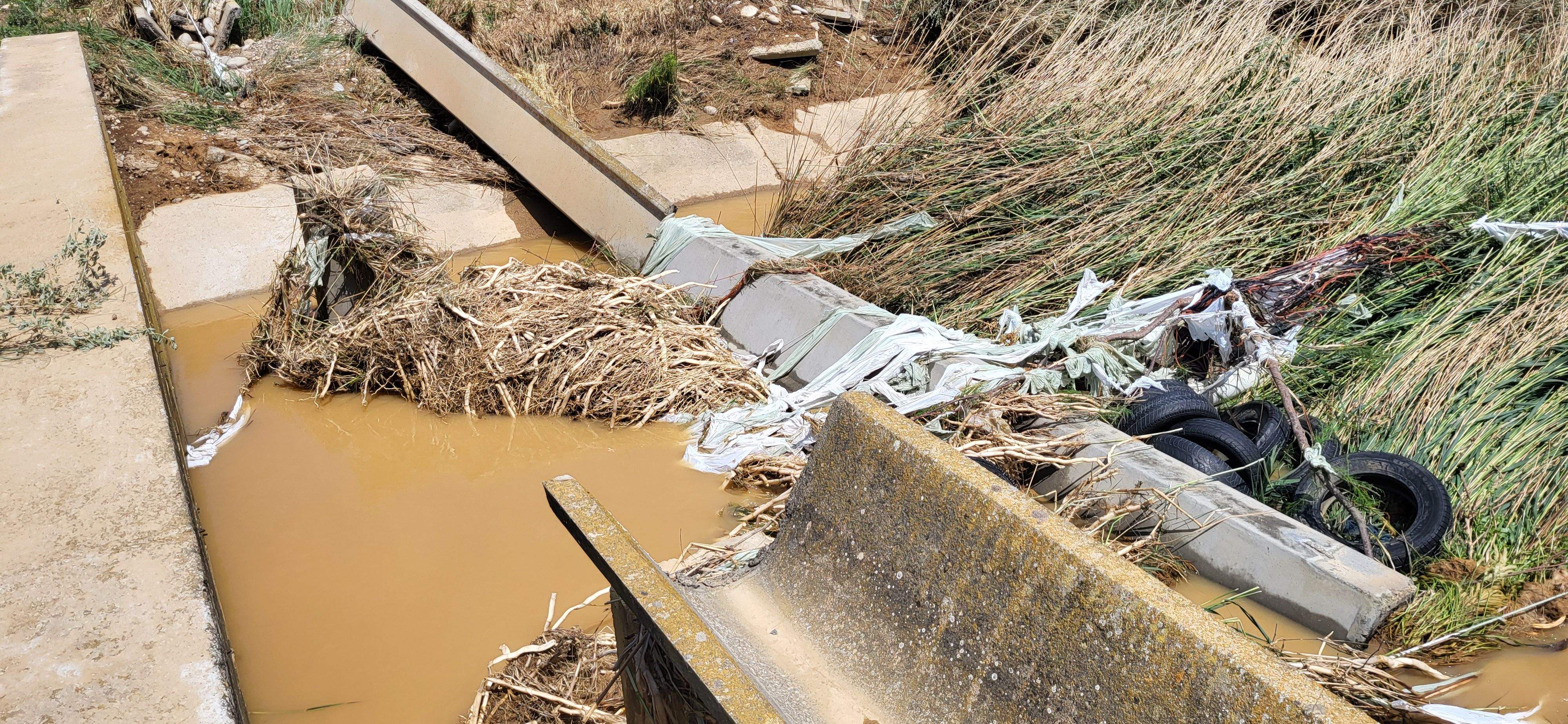 El barranco en la zona de Monesma, donde se registraron abundantes lluvias. Foto: Mercedes Manterola