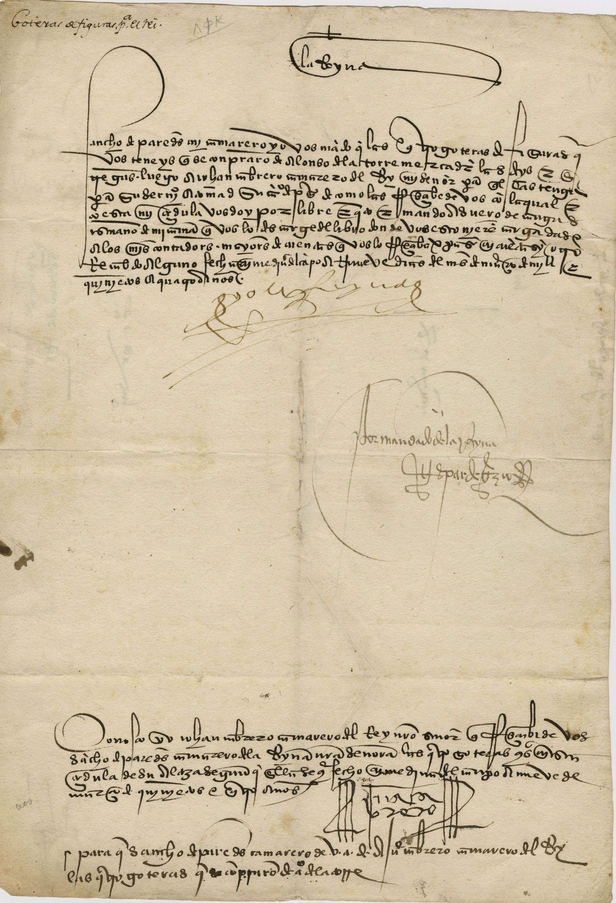 Carta firmada por Isabel I y Juan Cabrero de Paternoy.