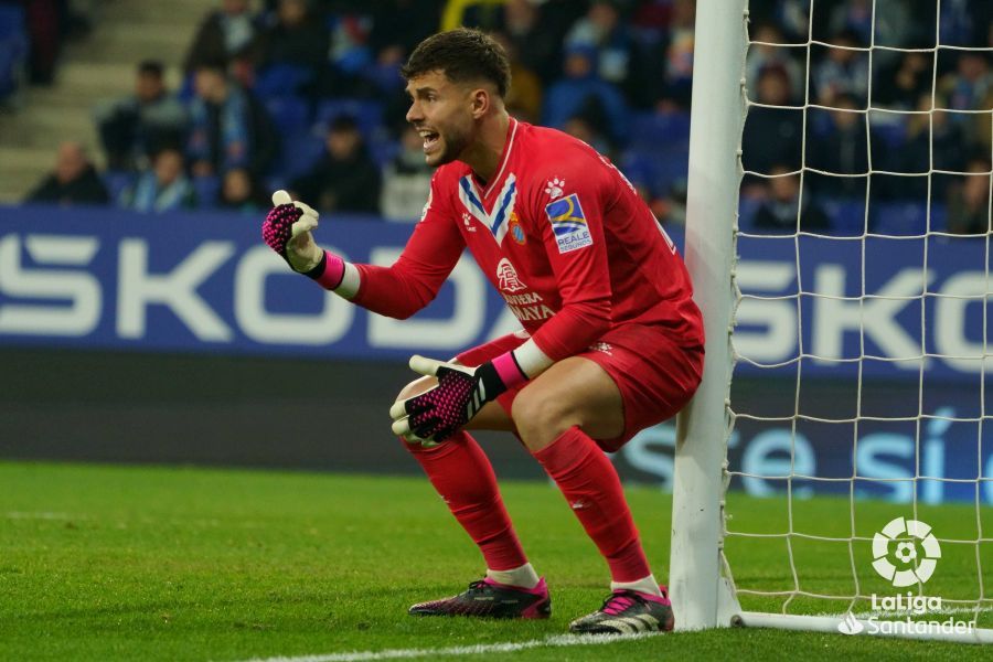Álvaro Fernández, en el último partido que disputó con el Espanyol, el pasado 13 de febrero. Foto: LaLiga