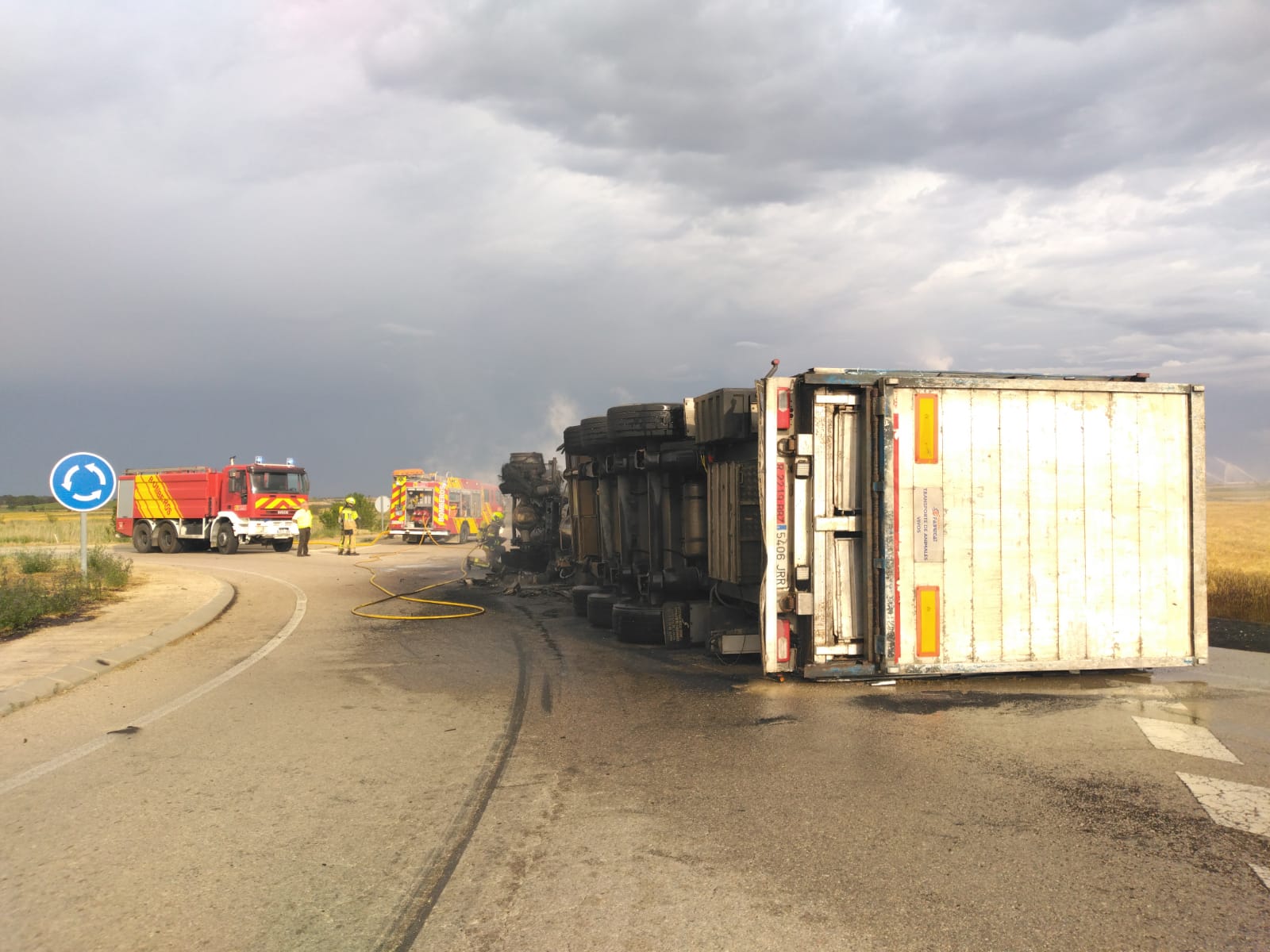 El camión siniestrado