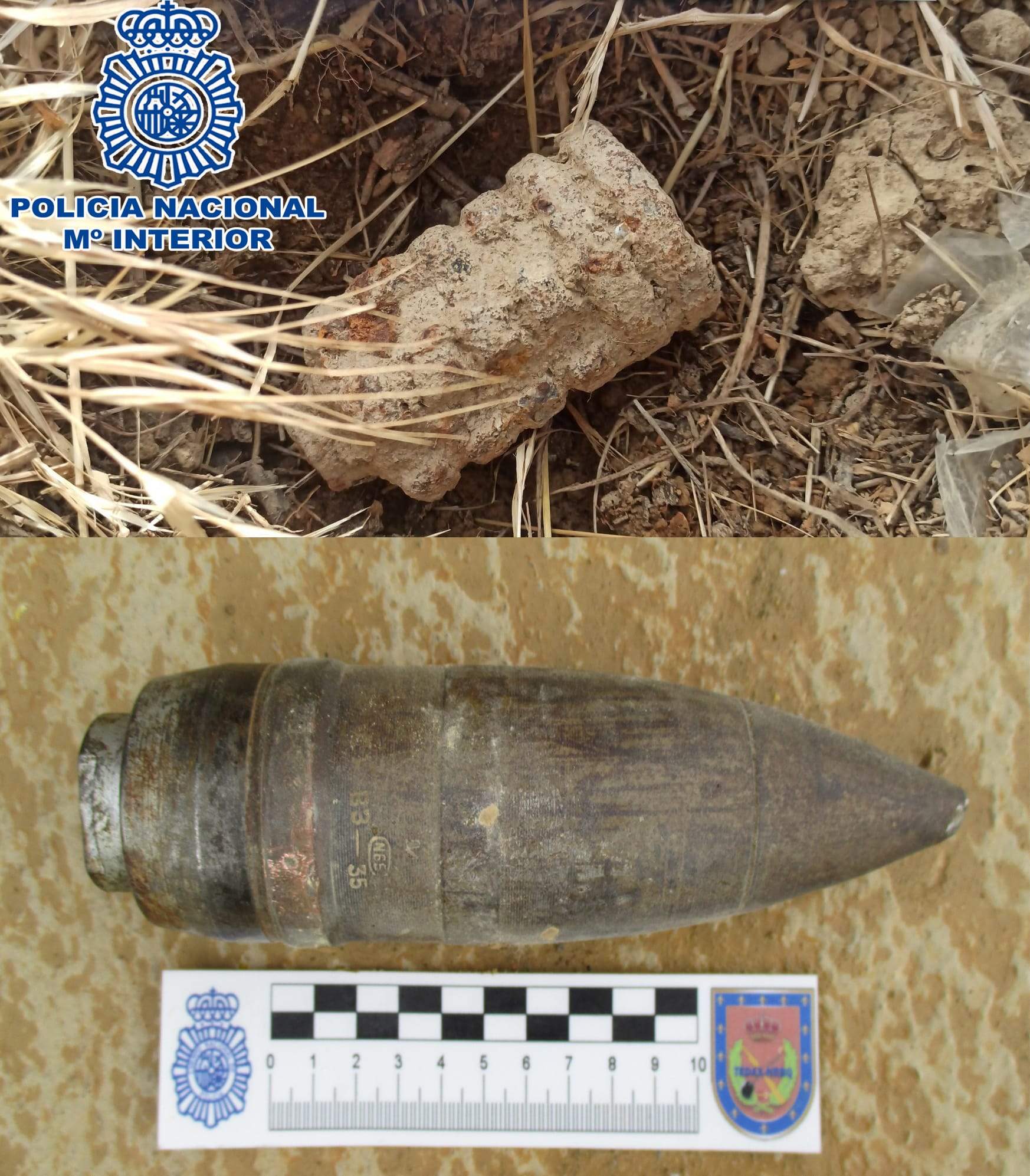 Neutralizan en Huesca un proyectil y una granada hallados en una vivienda y un huerto