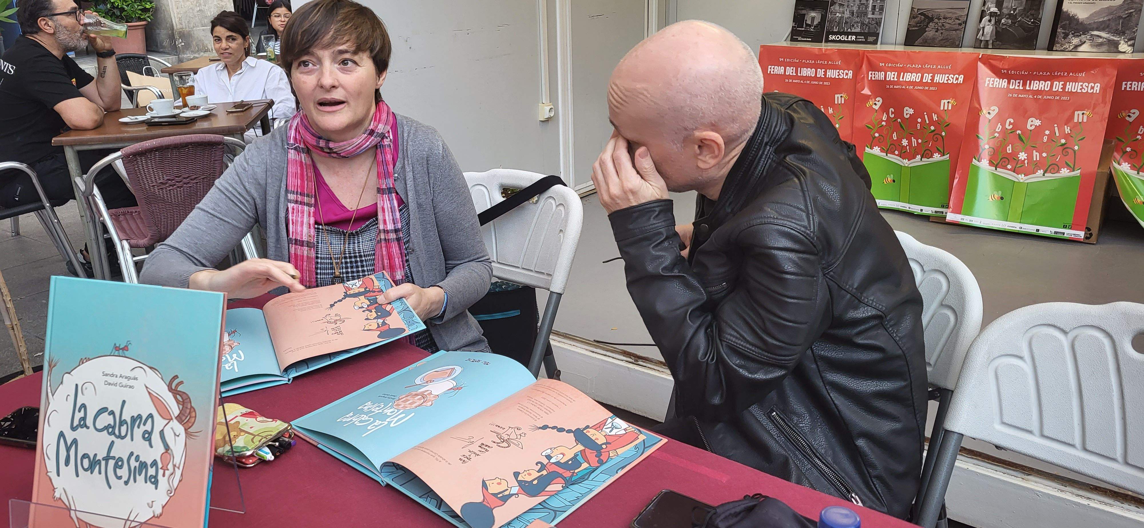 Sandra Araguás y David Guirao en la 39ª Feria del Libro de Huesca