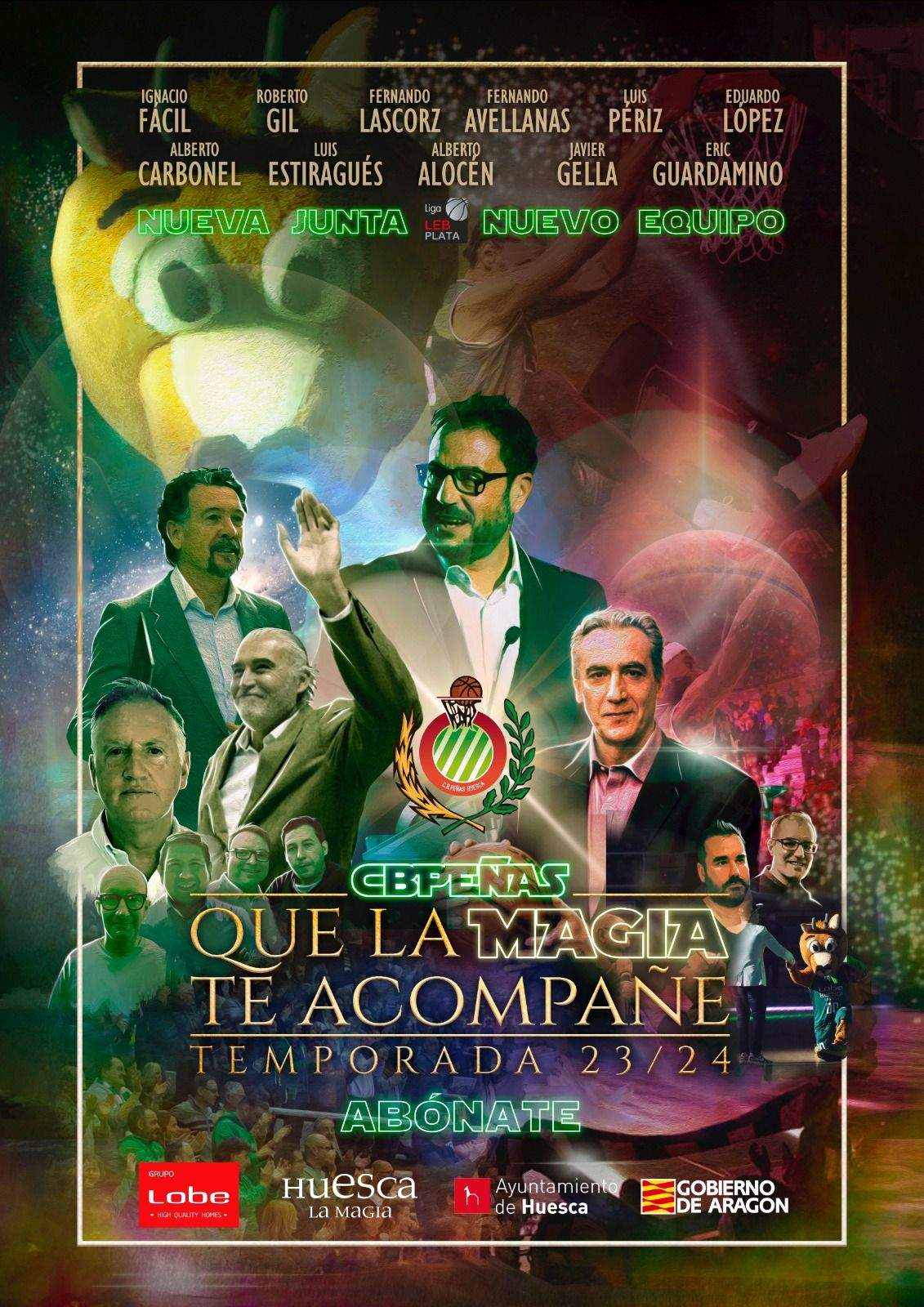 Cartel promocional de la campaña de socios del Club Baloncesto Peñas. Obra: Lorenzo Caudevilla